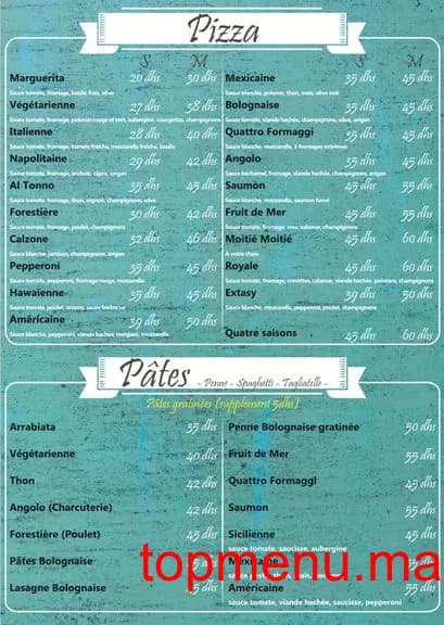 Restaurant Angolo menu page 1 Angolo menu page 1