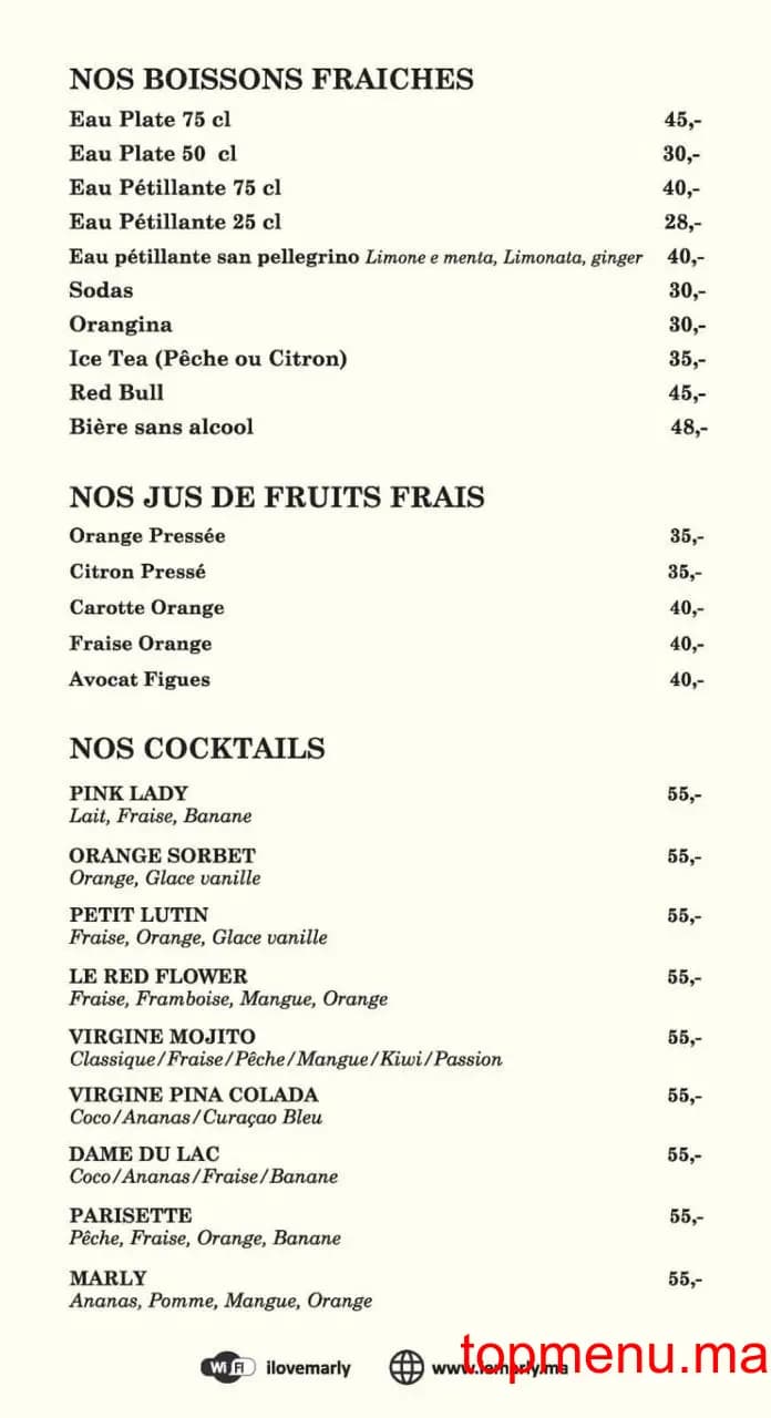 Restaurant Le Marly menu page 4 Le Marly menu page 4