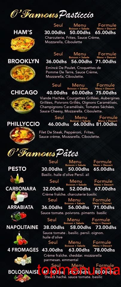 Restaurant O’Famous menu page 6 O’Famous menu page 6