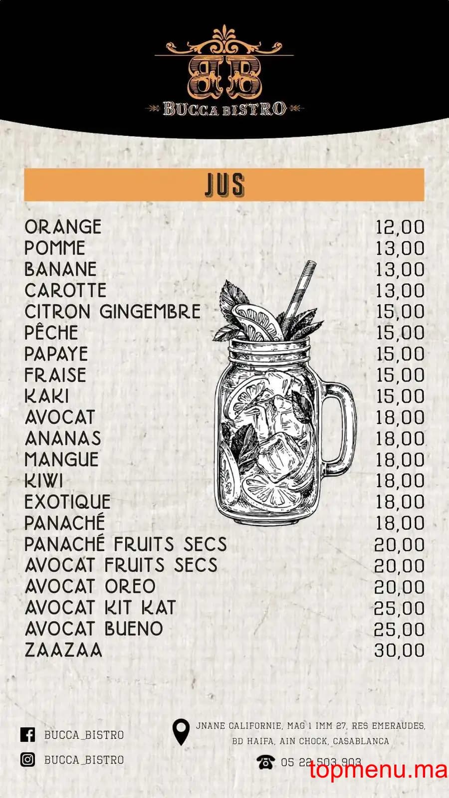 Restaurant Bucca Bistro menu page 8 Bucca Bistro menu page 8