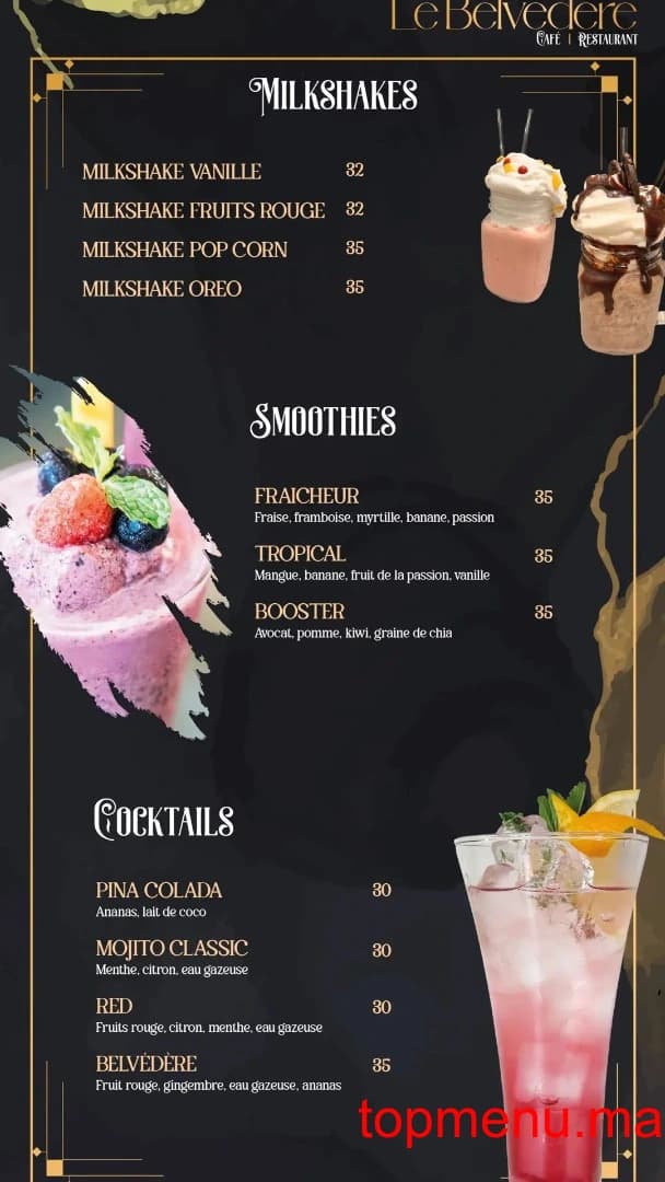 Restaurant Le Belvédère menu page 2 Le Belvédère menu page 2