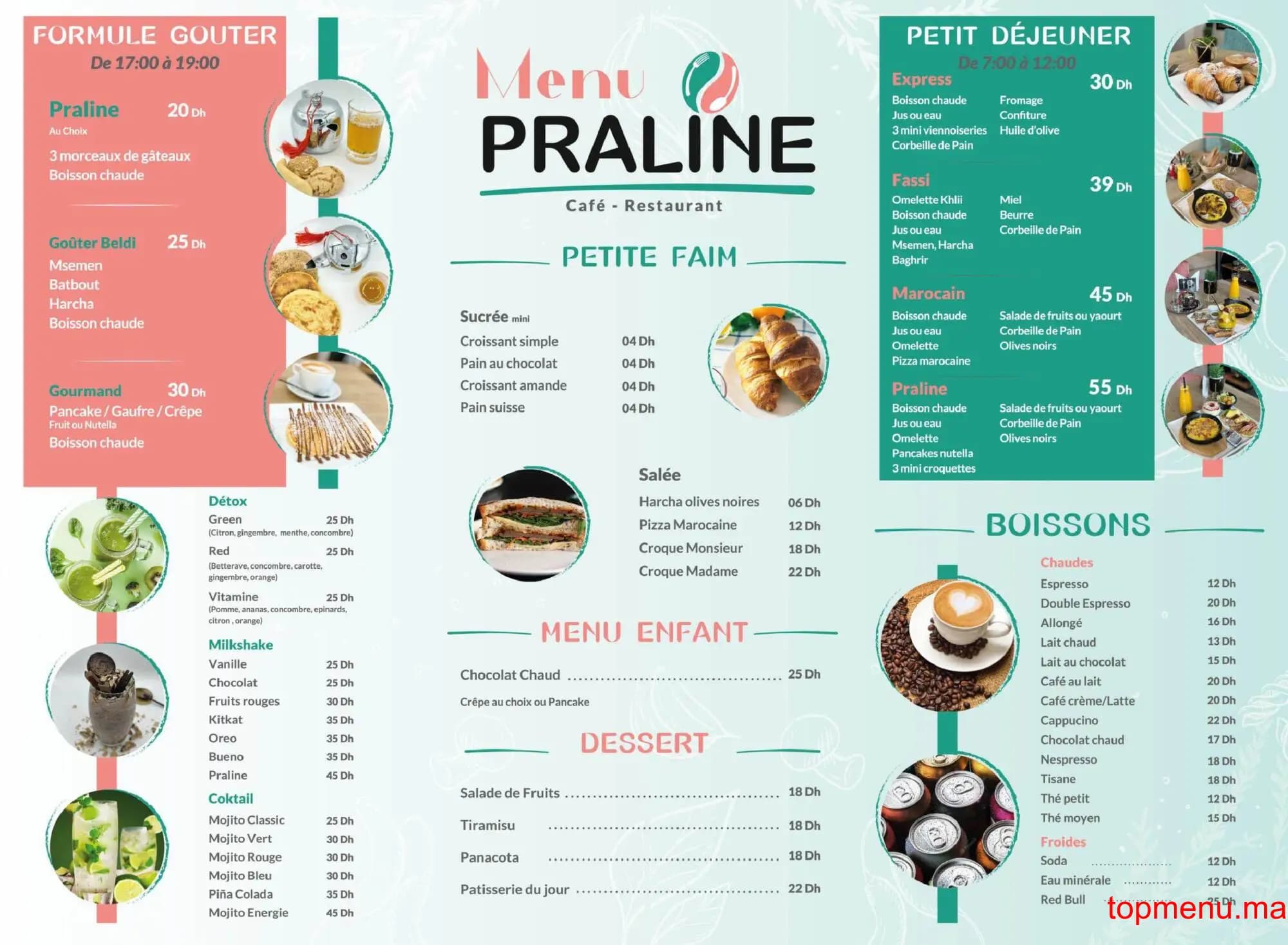 Restaurant Praline menu page 1 Praline menu page 1