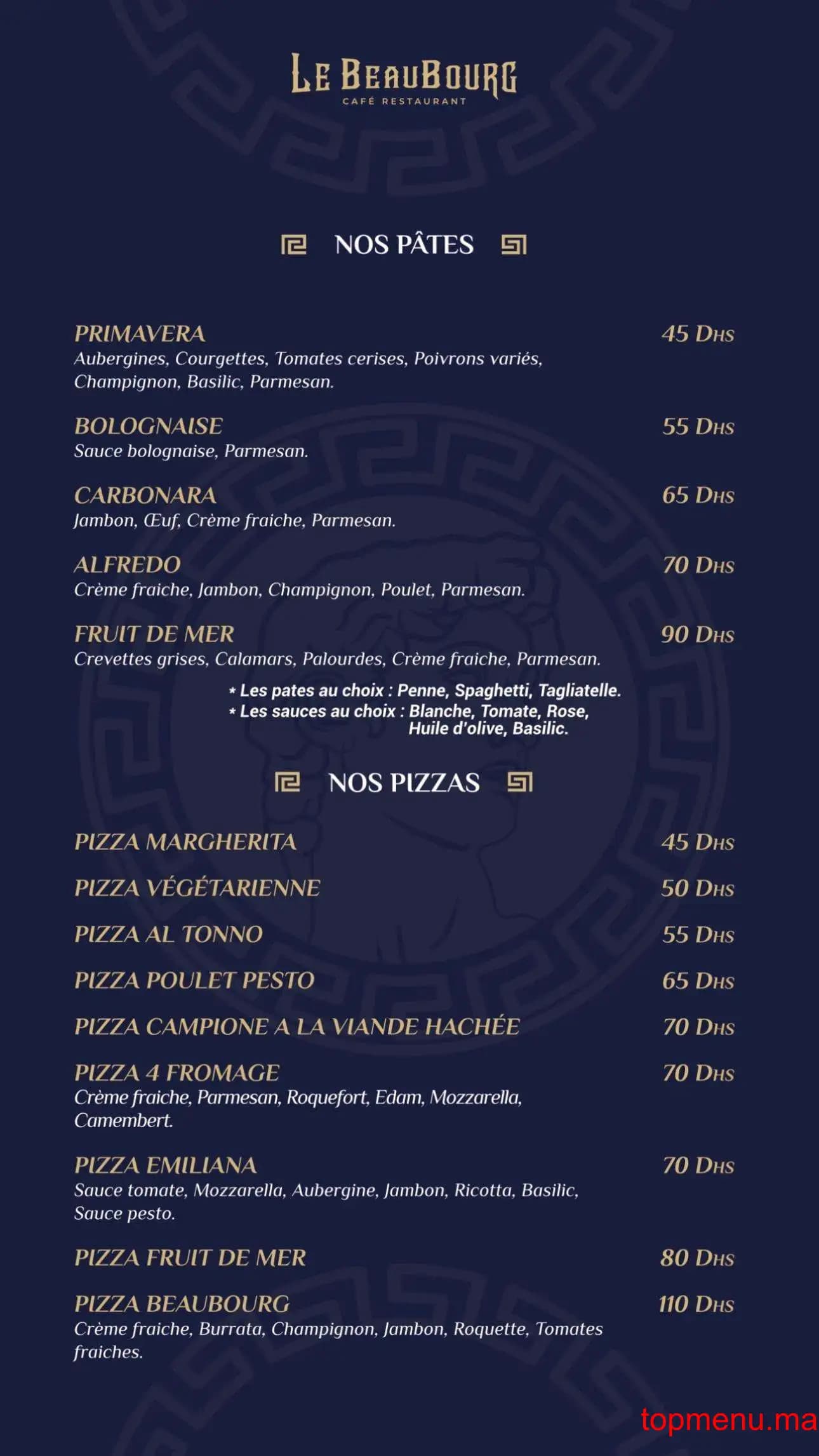 Restaurant Le Beaubourg menu page 9 Le Beaubourg menu page 9