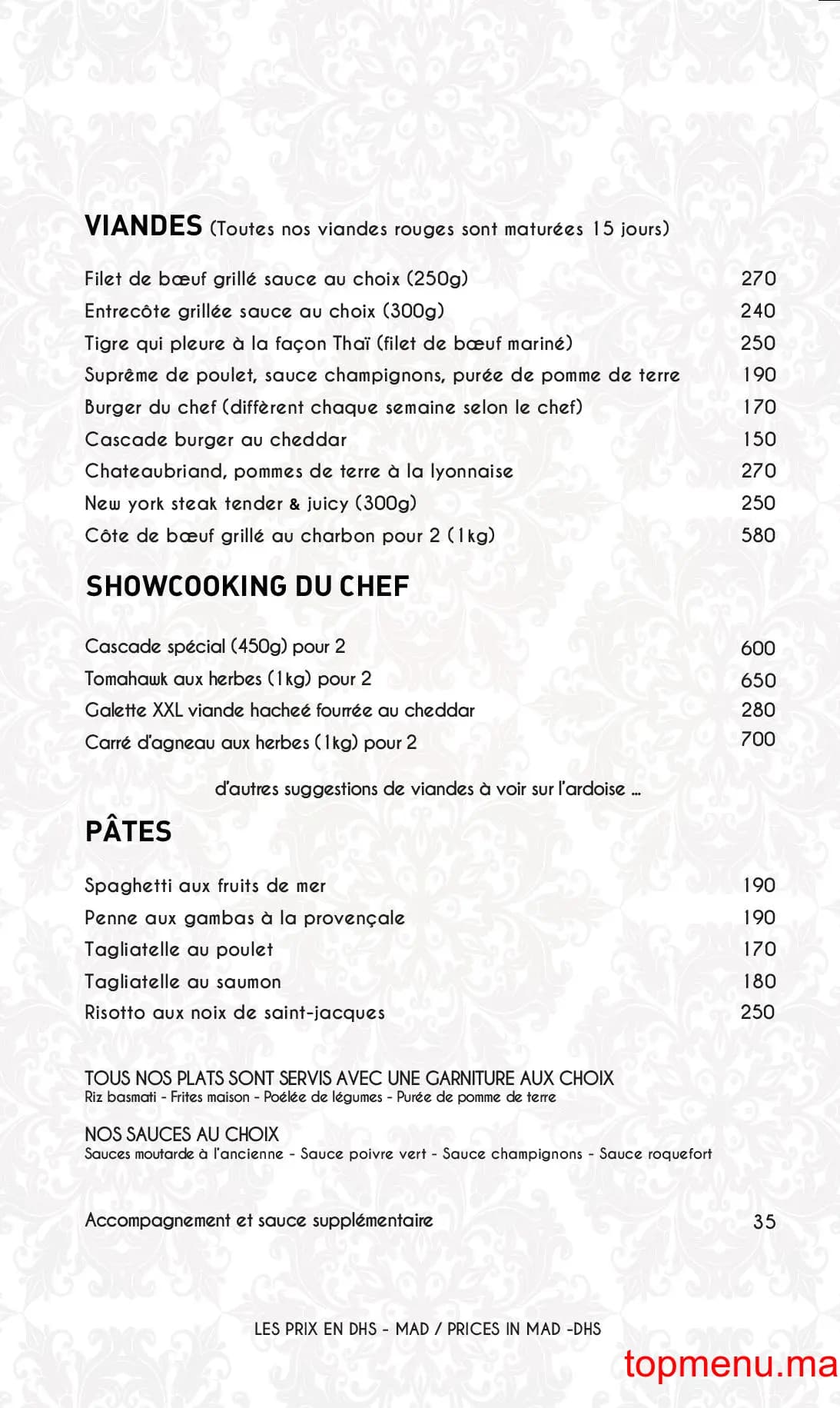 Restaurant Shade – La Cascade menu page 3 Shade – La Cascade menu page 3