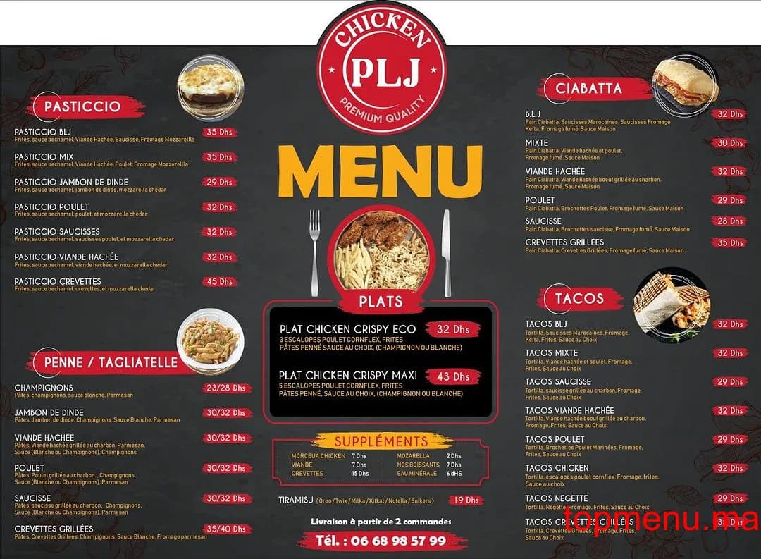 Restaurant Chicken PLJ menu page 1 Chicken PLJ menu page 1