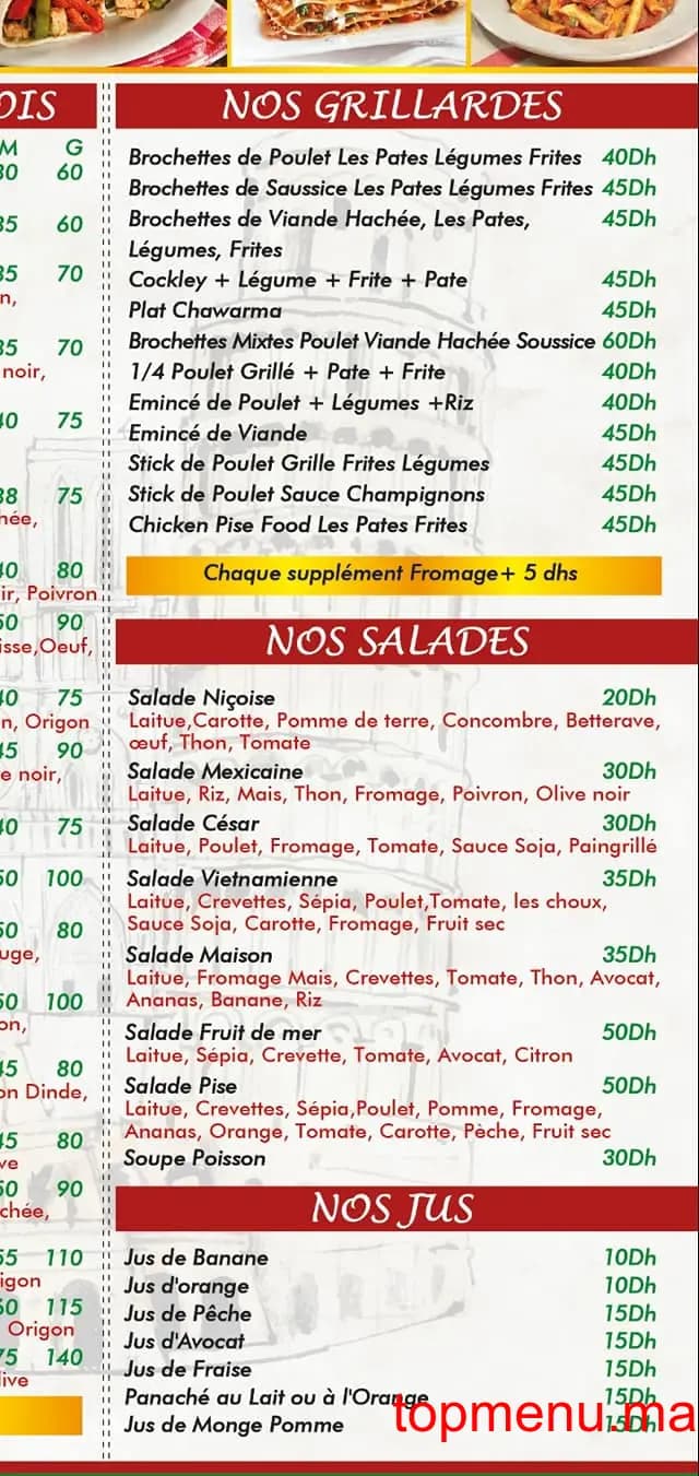 Restaurant PISE FOOD menu page 2 PISE FOOD menu page 2
