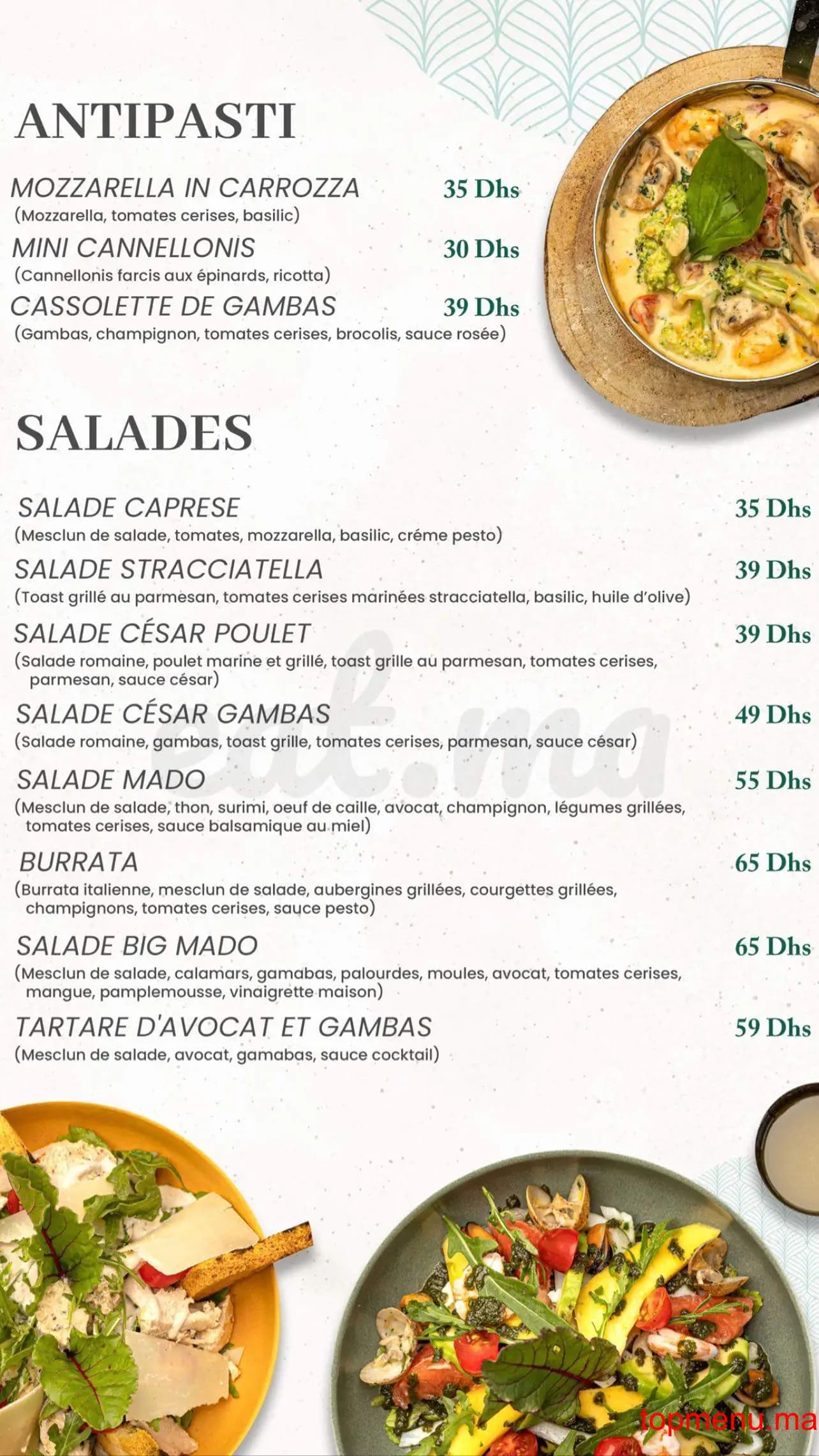 Restaurant Mado menu page 3 Mado menu page 3