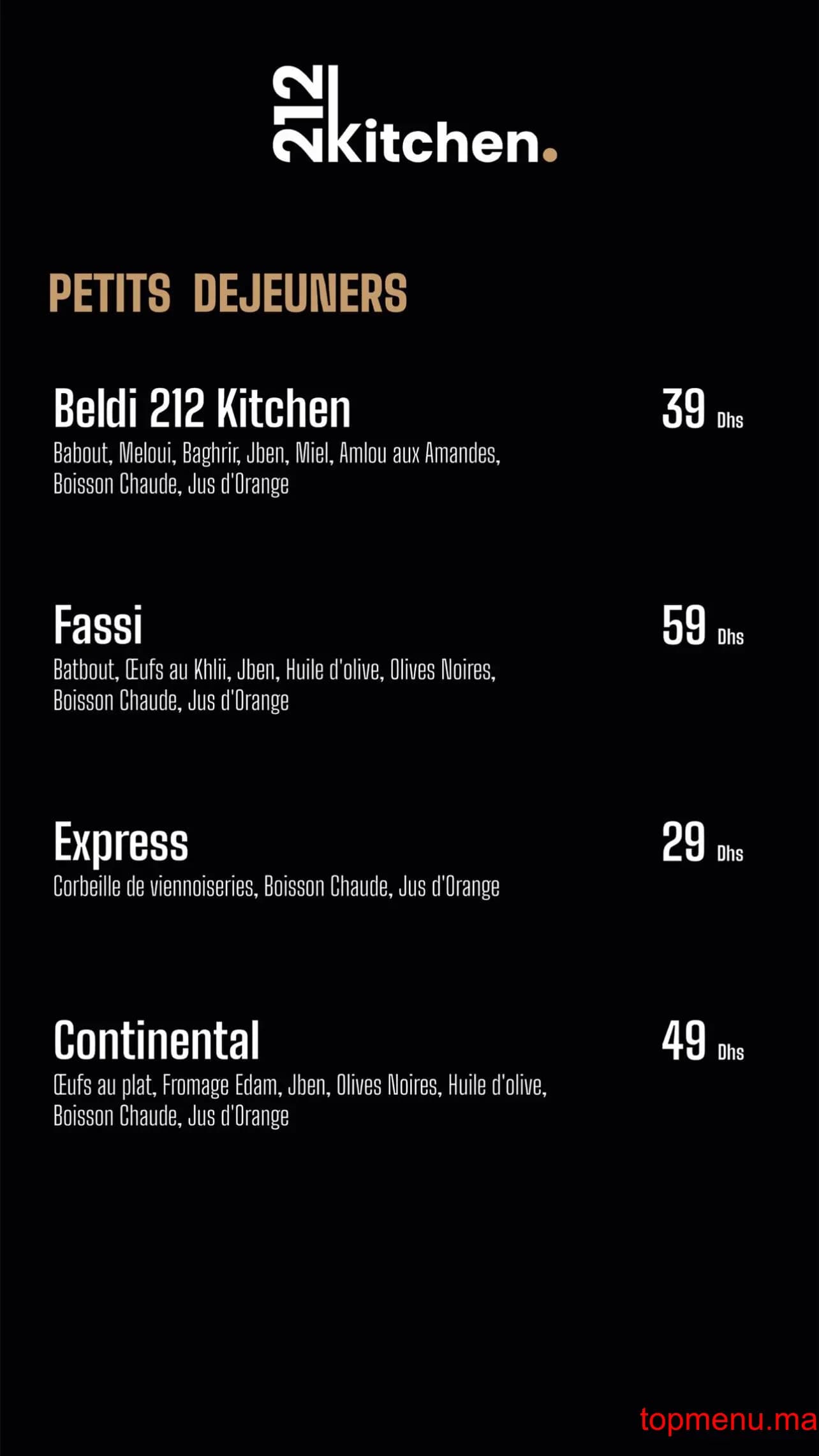 Restaurant 212 Kitchen menu page 1 212 Kitchen menu page 1