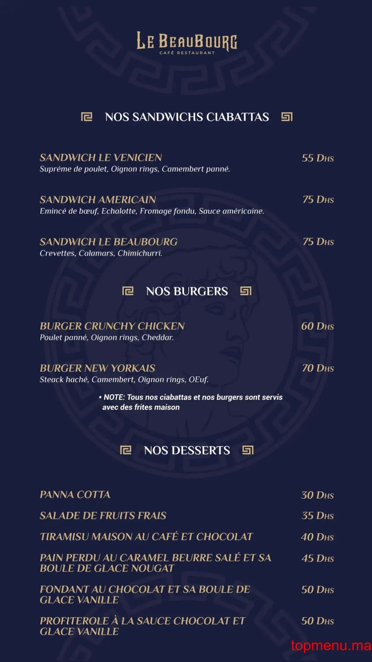 Restaurant Le Beaubourg menu page 8 Le Beaubourg menu page 8