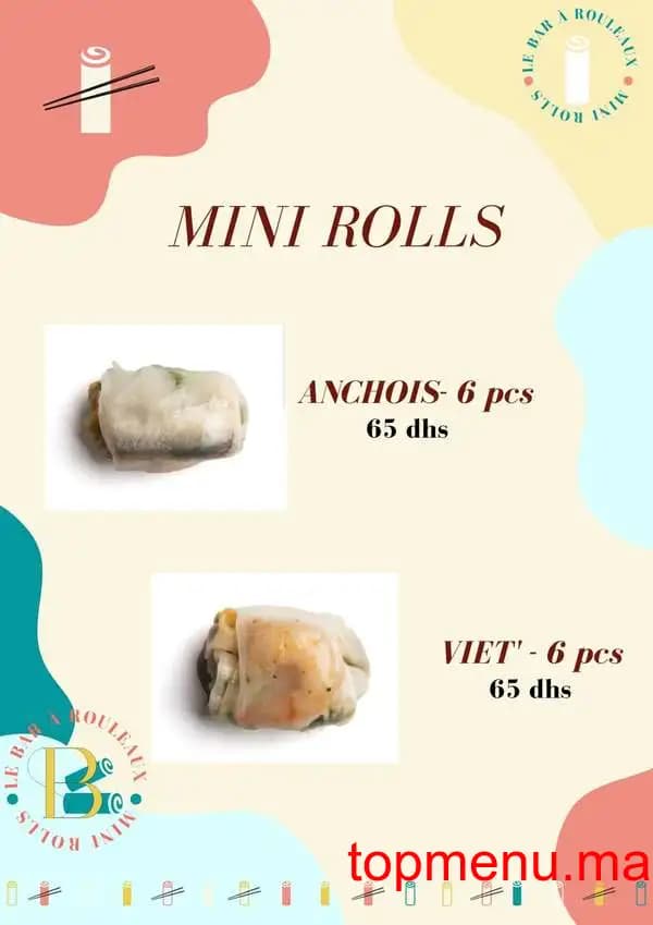 Restaurant Le Bar à Rouleaux menu page 1 Le Bar à Rouleaux menu page 1