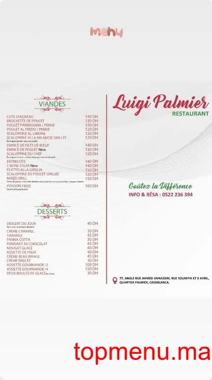 Restaurant Luigi Palmier menu page 3 Luigi Palmier menu page 3