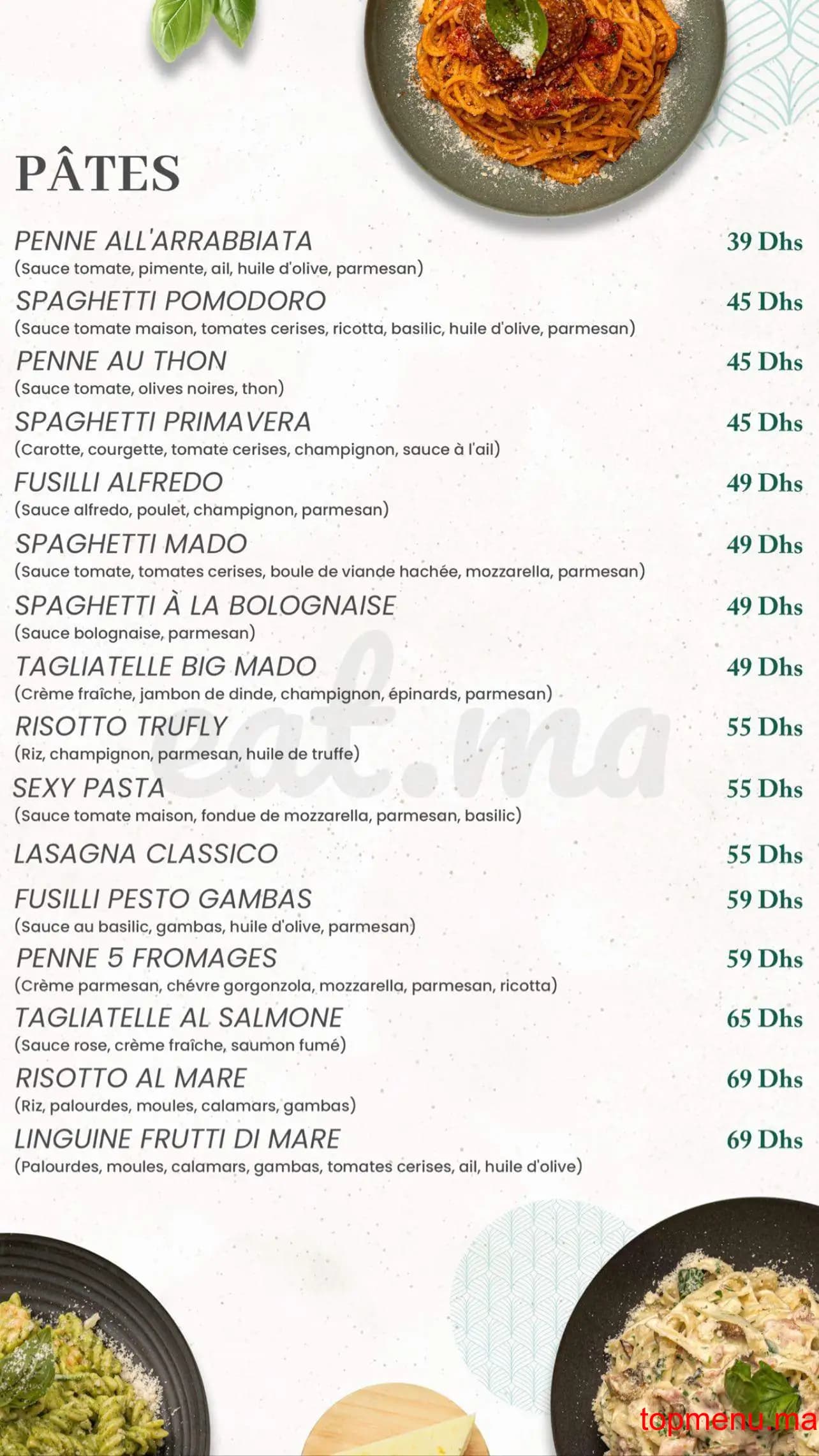 Restaurant Mado menu page 2 Mado menu page 2