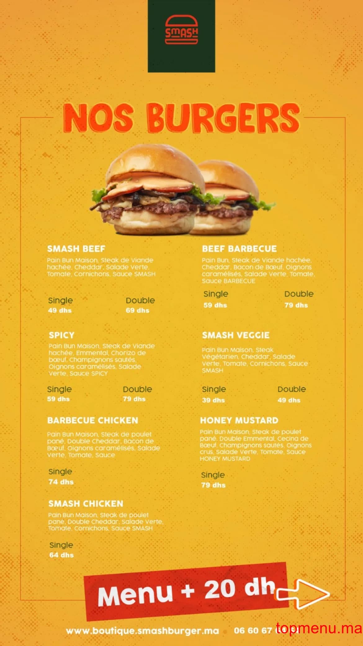 Restaurant Smash Burger menu page 1 Smash Burger menu page 1