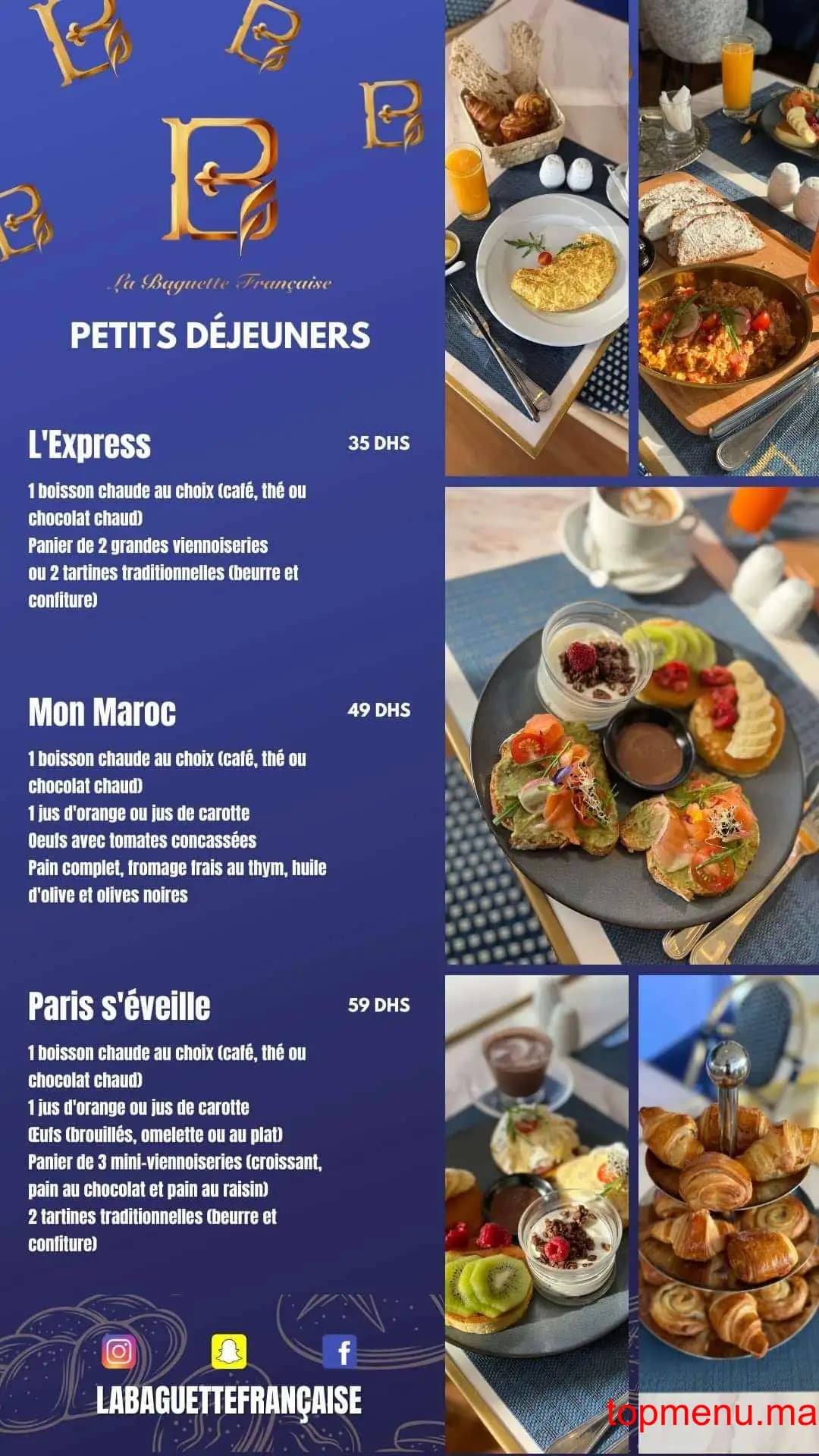 Restaurant La Baguette Française Racine menu page 2 La Baguette Française Racine menu page 2