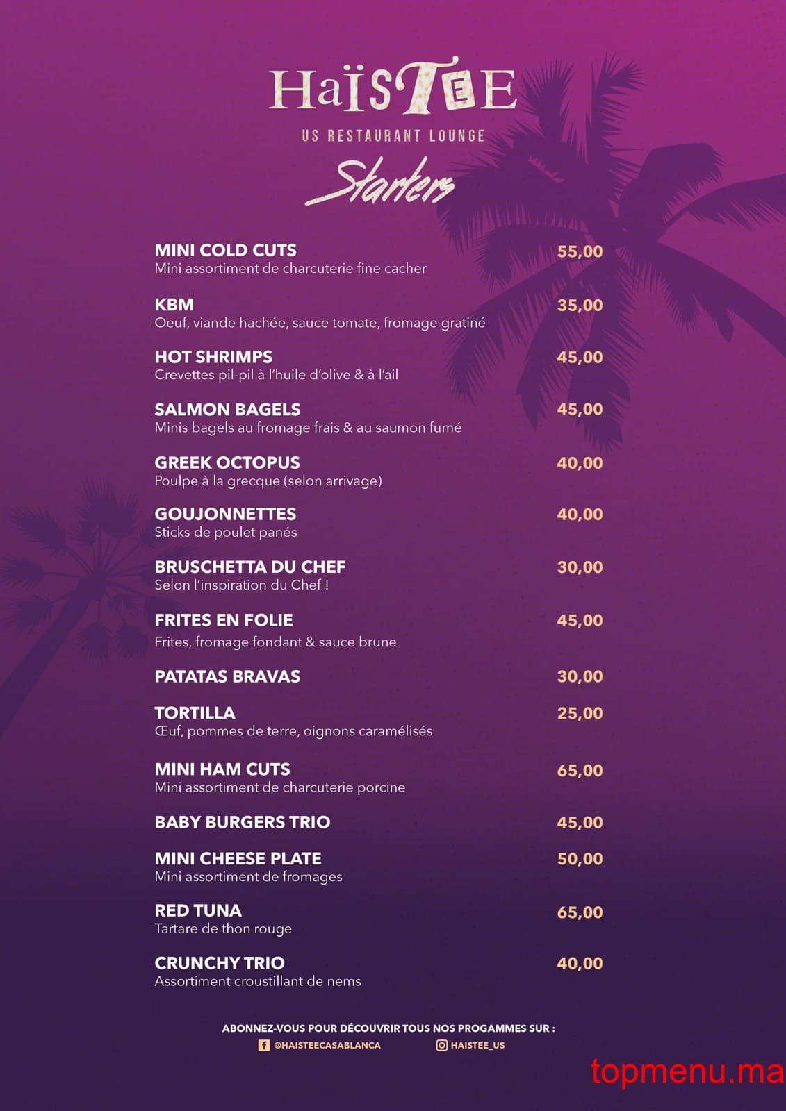 Restaurant Haïstee – US Restaurant Lounge menu page 2 Haïstee – US Restaurant Lounge menu page 2
