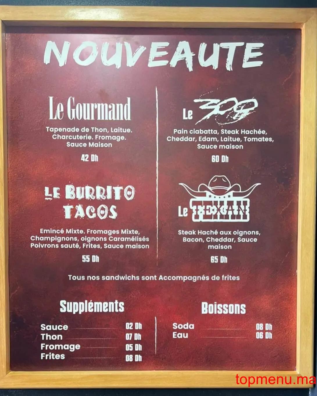 Restaurant Le maitre du sandwich menu page 2 Le maitre du sandwich menu page 2