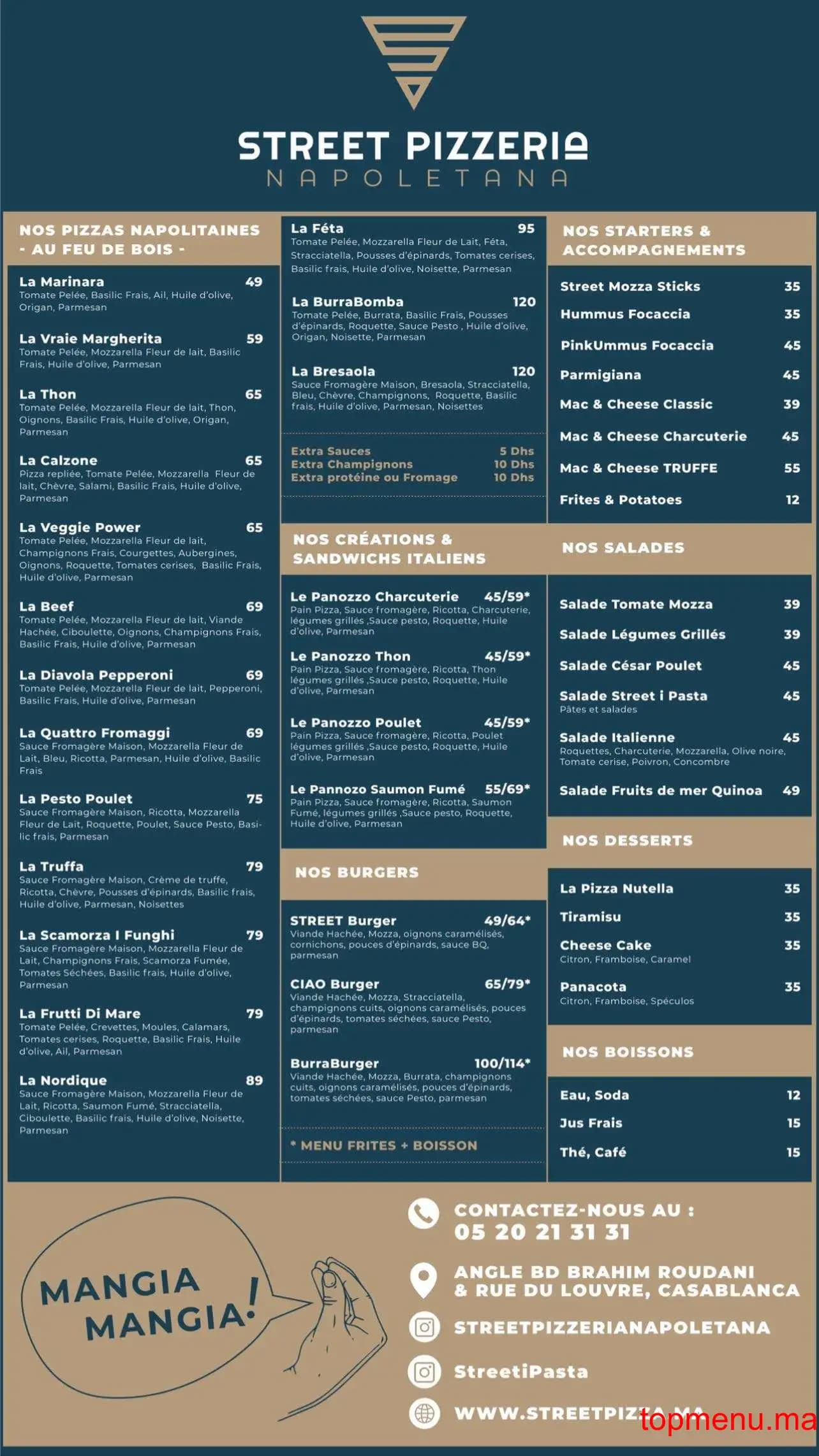 Restaurant Street Pizzeria Napoletana menu page 2 Street Pizzeria Napoletana menu page 2