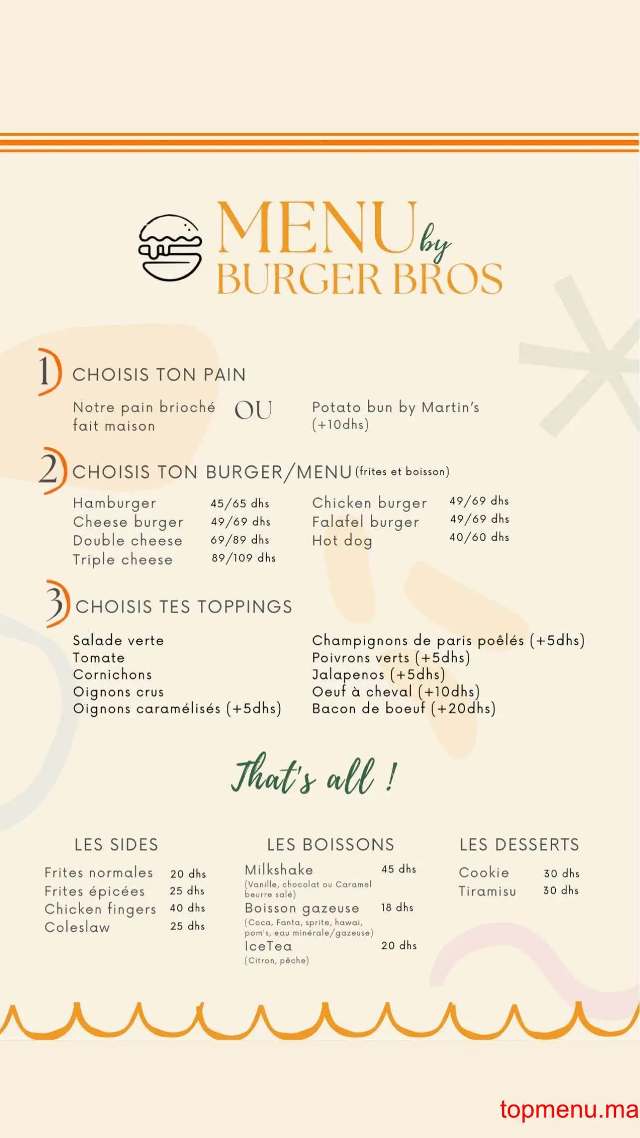 Restaurant Burger Bros menu page 2 Burger Bros menu page 2