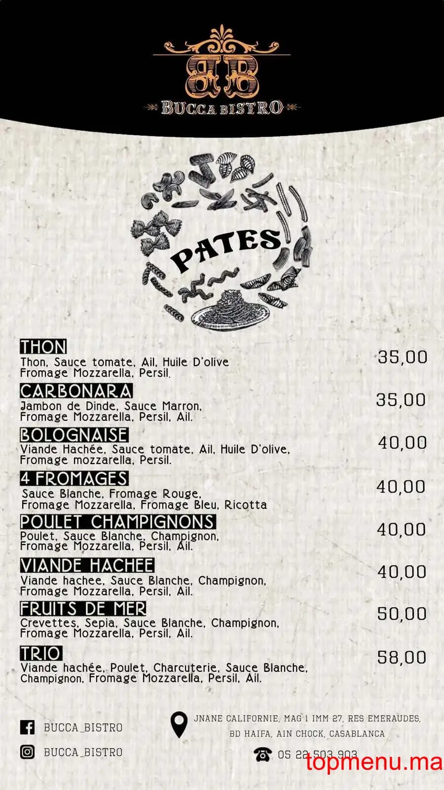 Restaurant Bucca Bistro menu page 5 Bucca Bistro menu page 5