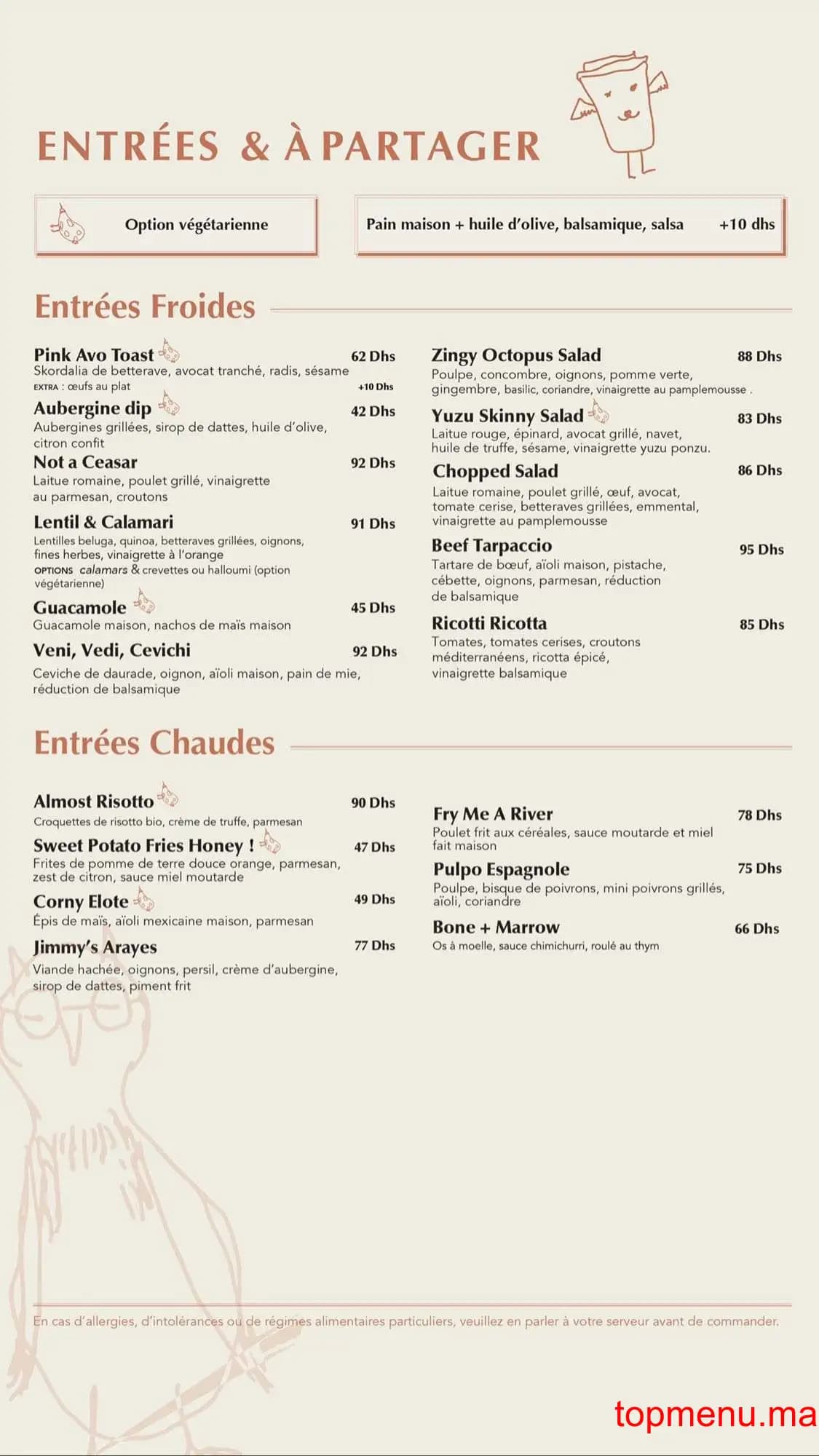 Restaurant Milk and Honey menu page 1 Milk and Honey menu page 1