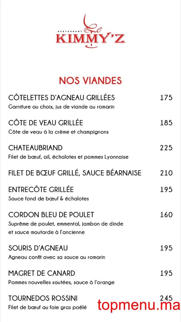Restaurant LE KIMMY’Z menu page 5 LE KIMMY’Z menu page 5