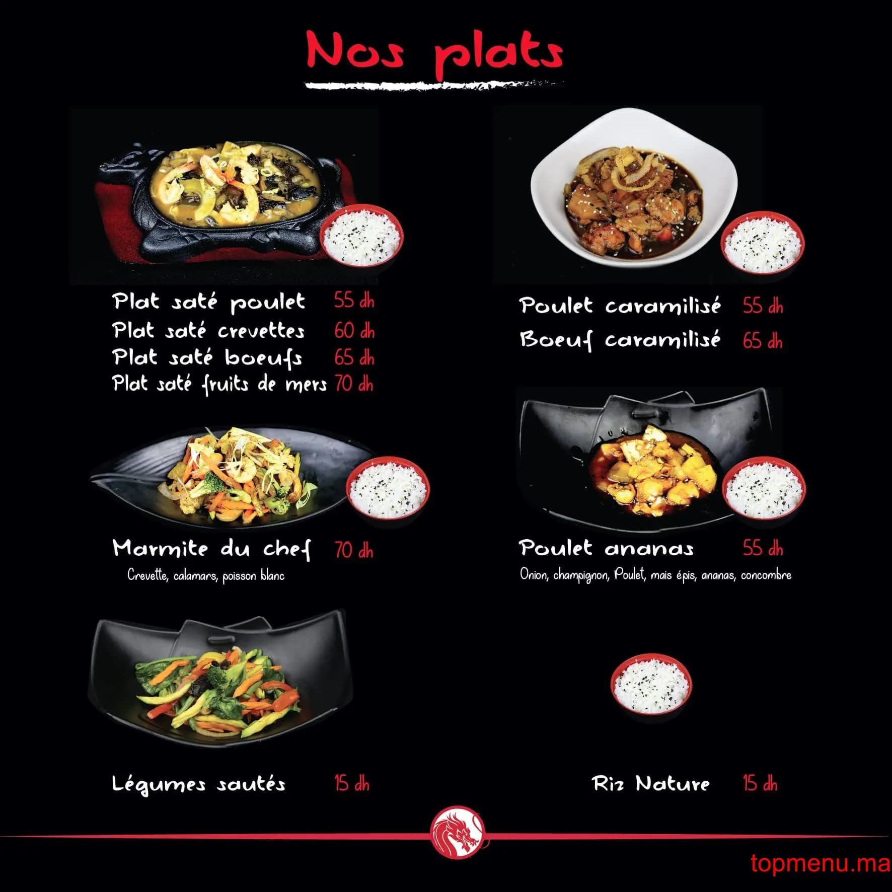 Restaurant O’Dragon menu page 3 O’Dragon menu page 3