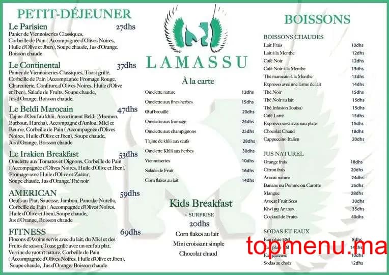 Restaurant Lamassu menu page 2 Lamassu menu page 2