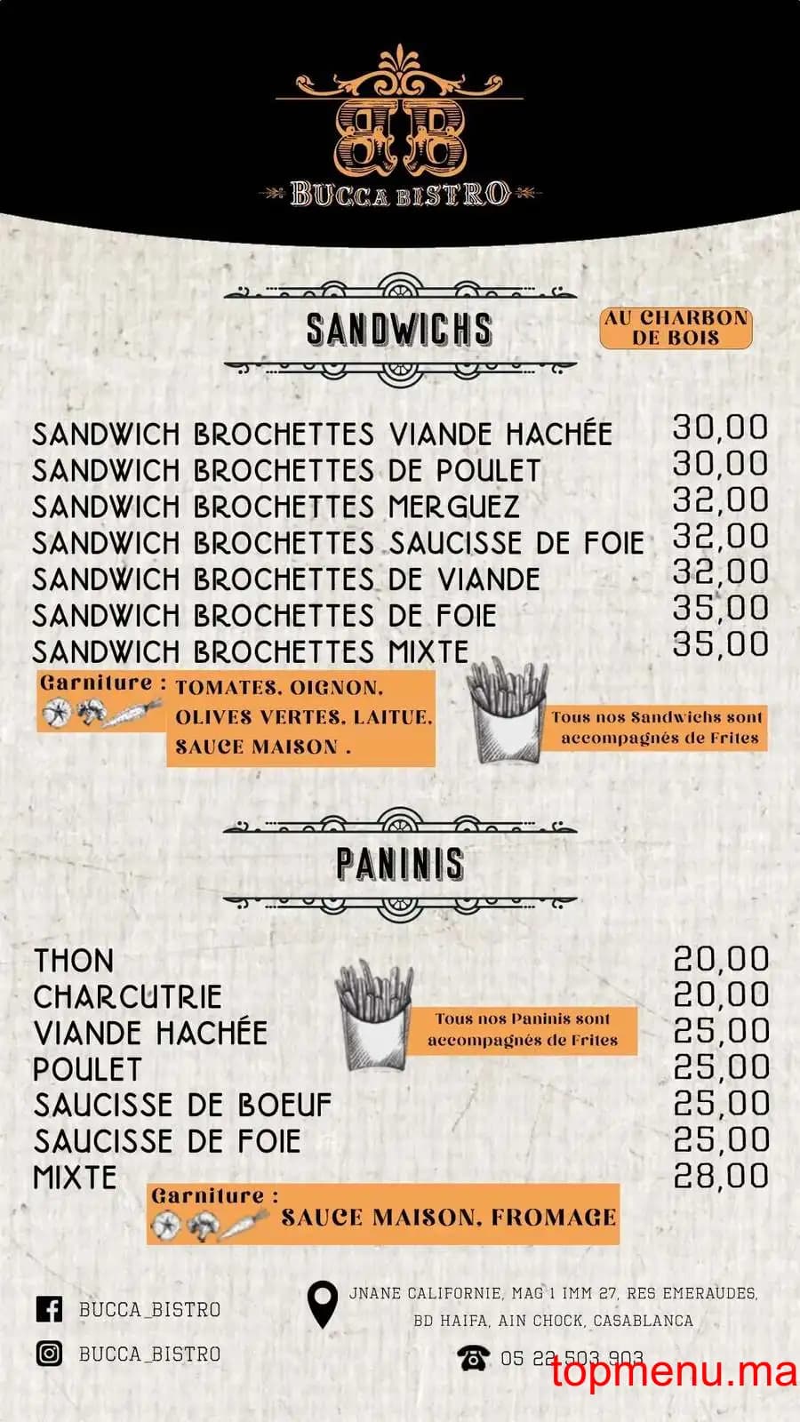 Restaurant Bucca Bistro menu page 3 Bucca Bistro menu page 3