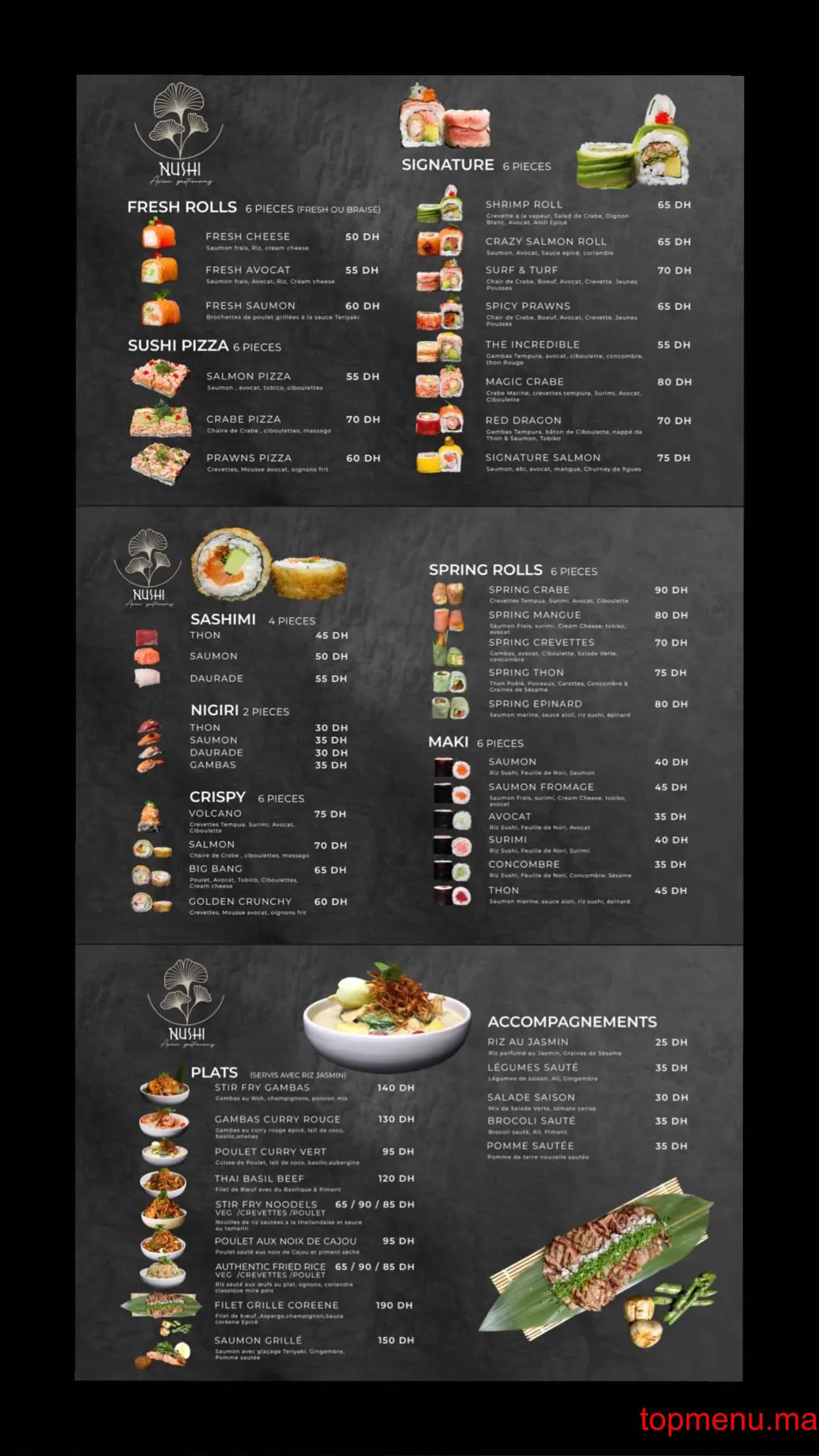 Restaurant Nushi menu page 2 Nushi menu page 2