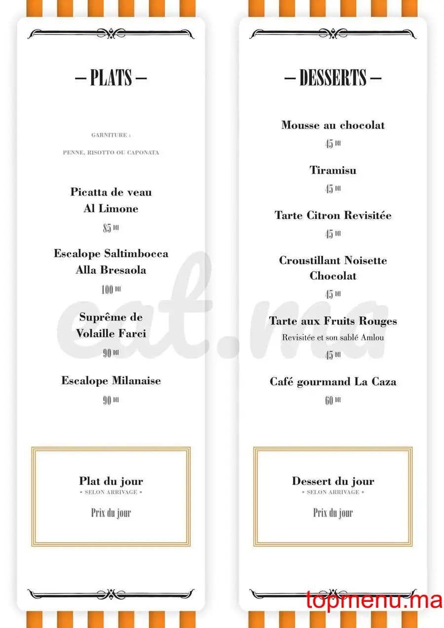 Restaurant La Caza Traiteur menu page 1 La Caza Traiteur menu page 1