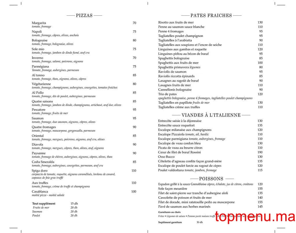 Restaurant Spiga d’oro menu page 1 Spiga d’oro menu page 1