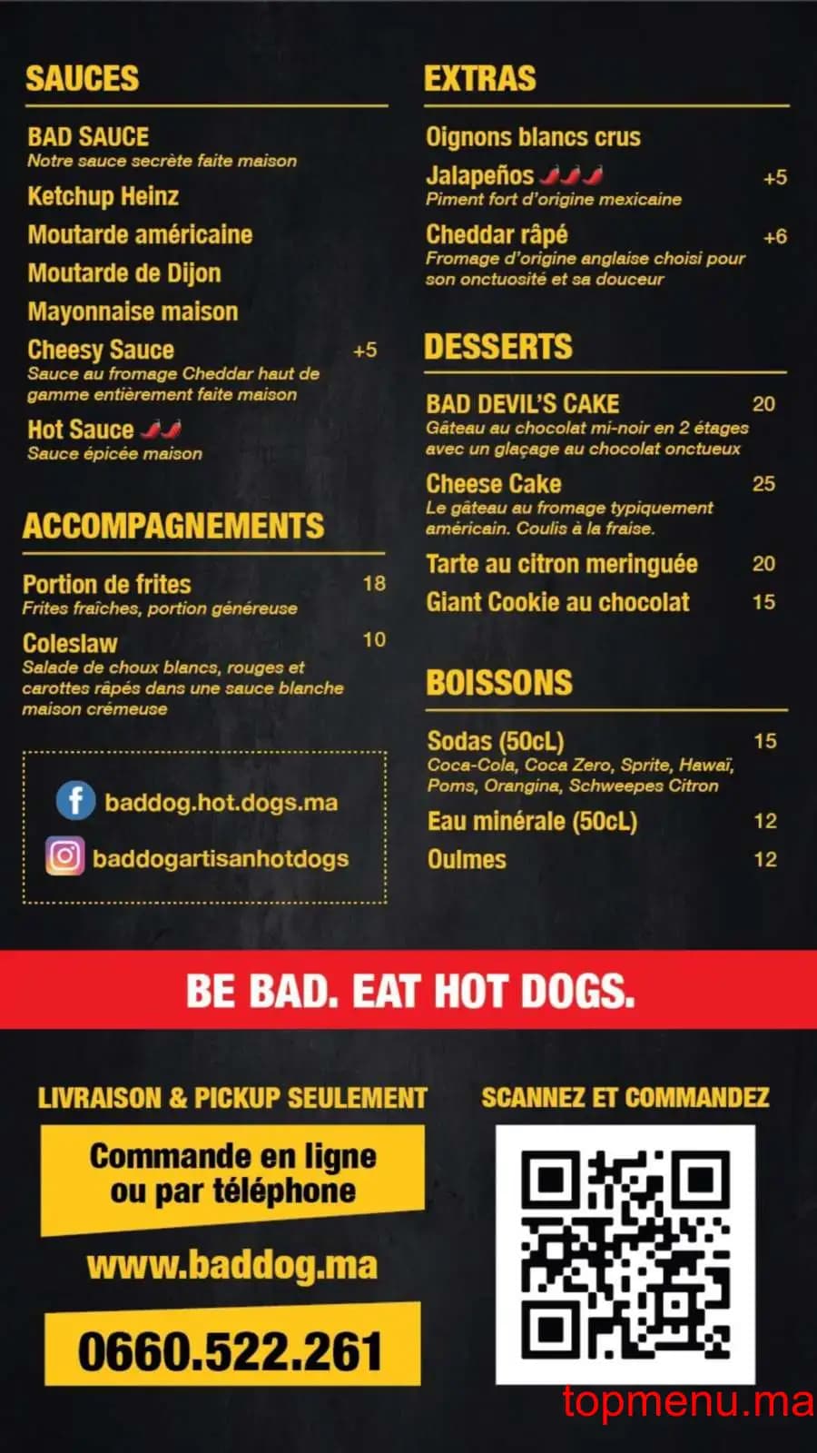 Restaurant Bad Dog menu page 2 Bad Dog menu page 2