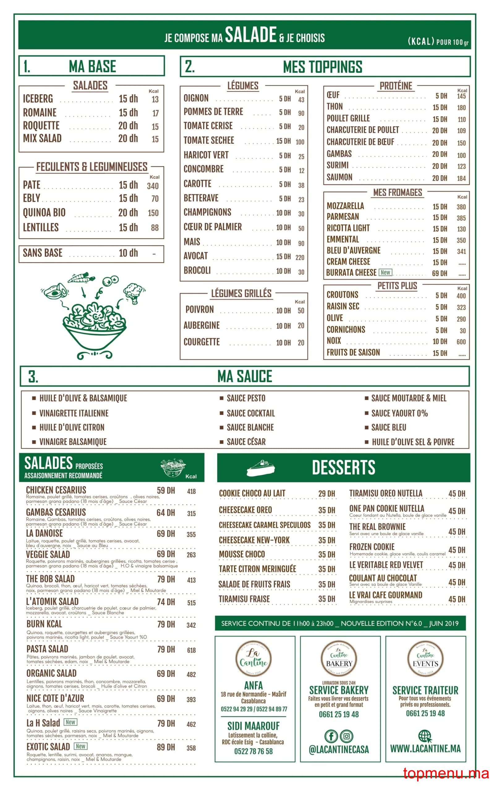 Restaurant La Cantine menu page 2 La Cantine menu page 2