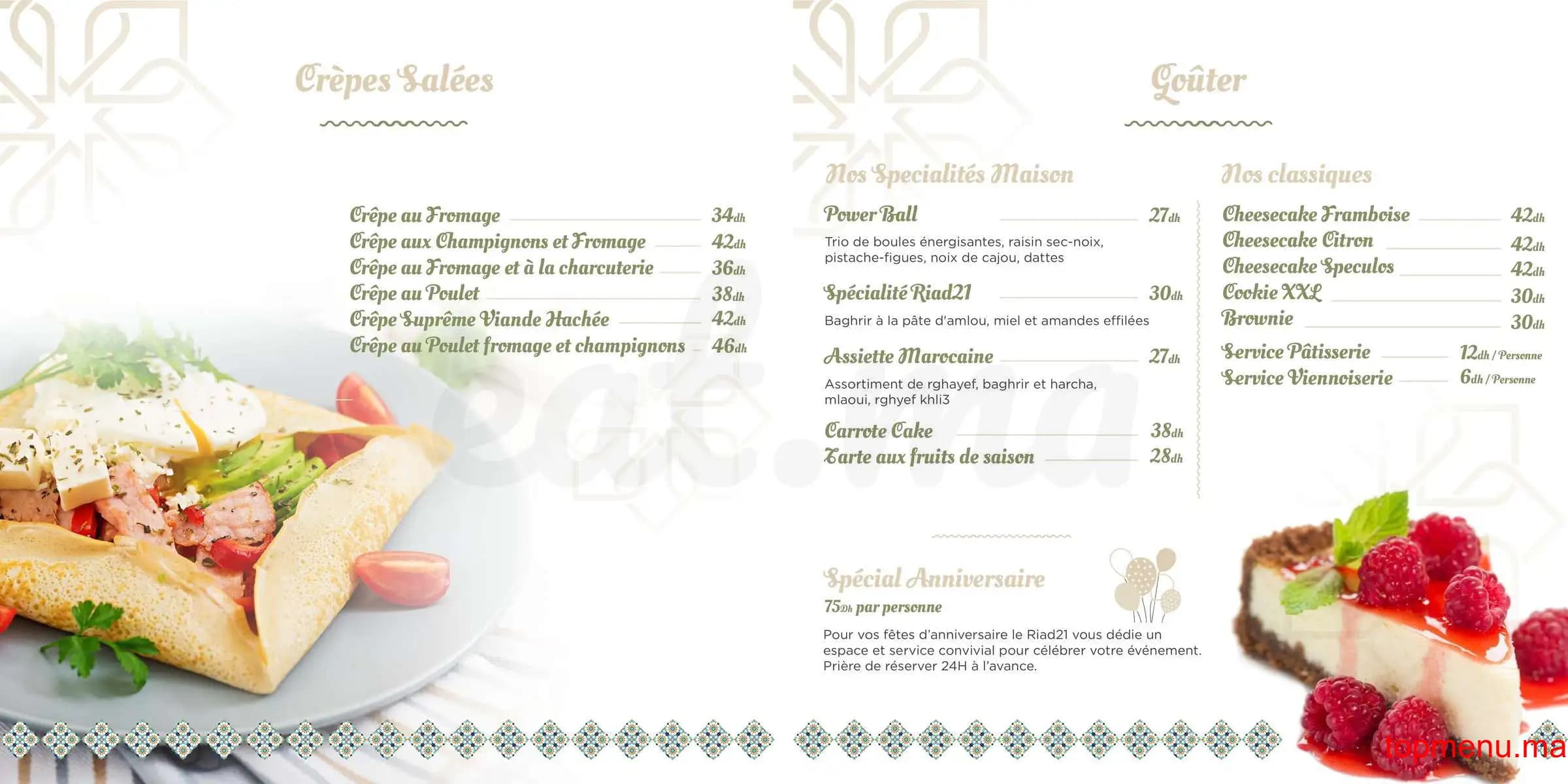 Restaurant Riad 21 menu page 4 Riad 21 menu page 4