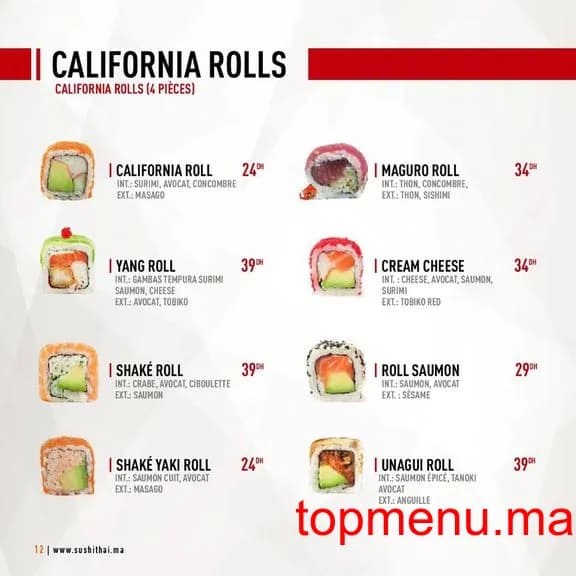 Restaurant Sushi thai menu page 24 Sushi thai menu page 24