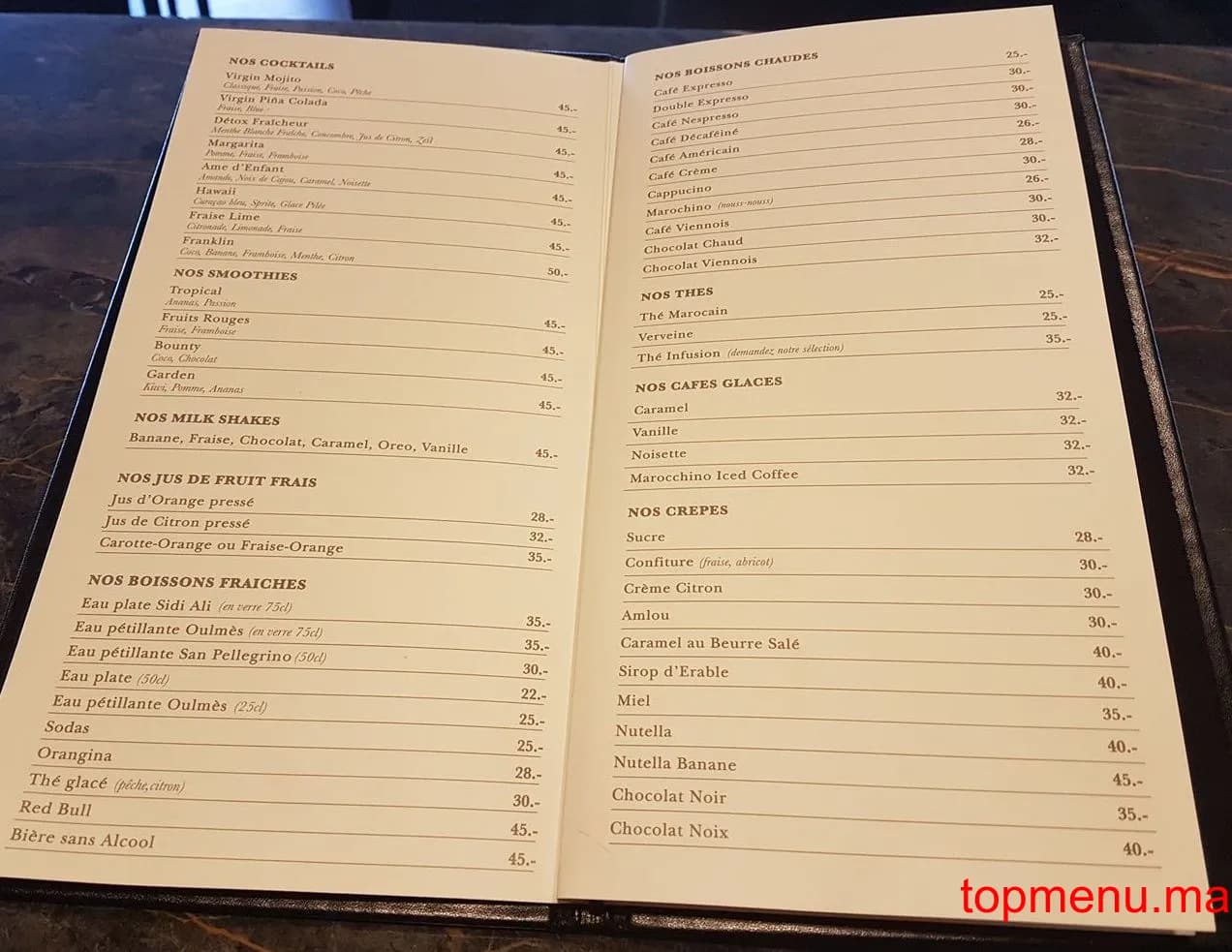 Restaurant Roosevelt café menu page 1 Roosevelt café menu page 1