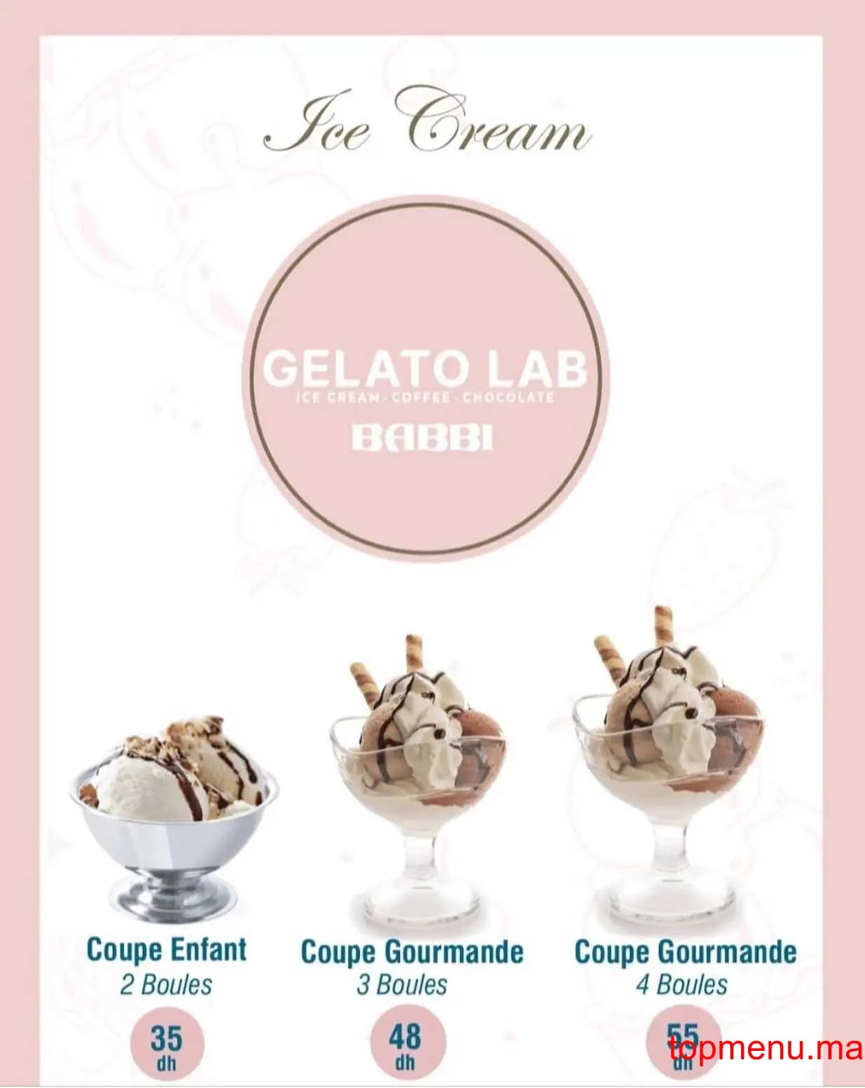 Restaurant Gelato Lab menu page 2 Gelato Lab menu page 2