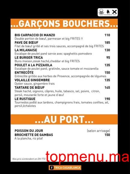Restaurant Le TRICA menu page 1 Le TRICA menu page 1