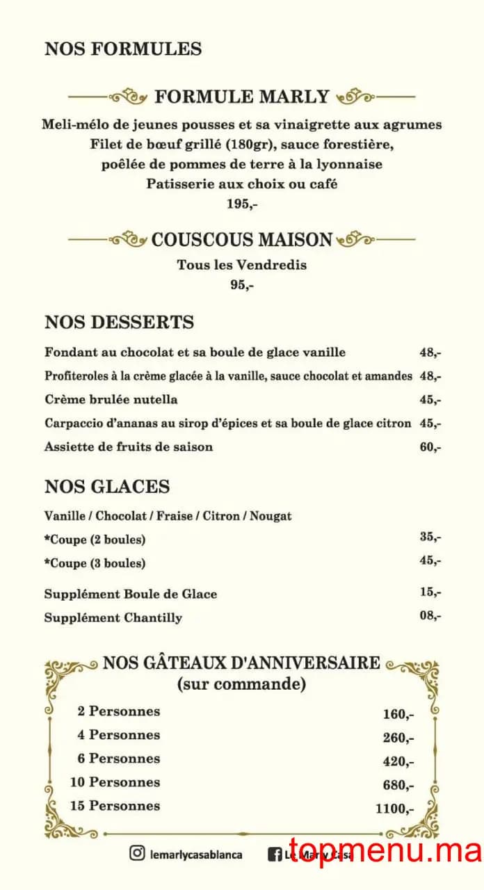 Restaurant Le Marly menu page 3 Le Marly menu page 3