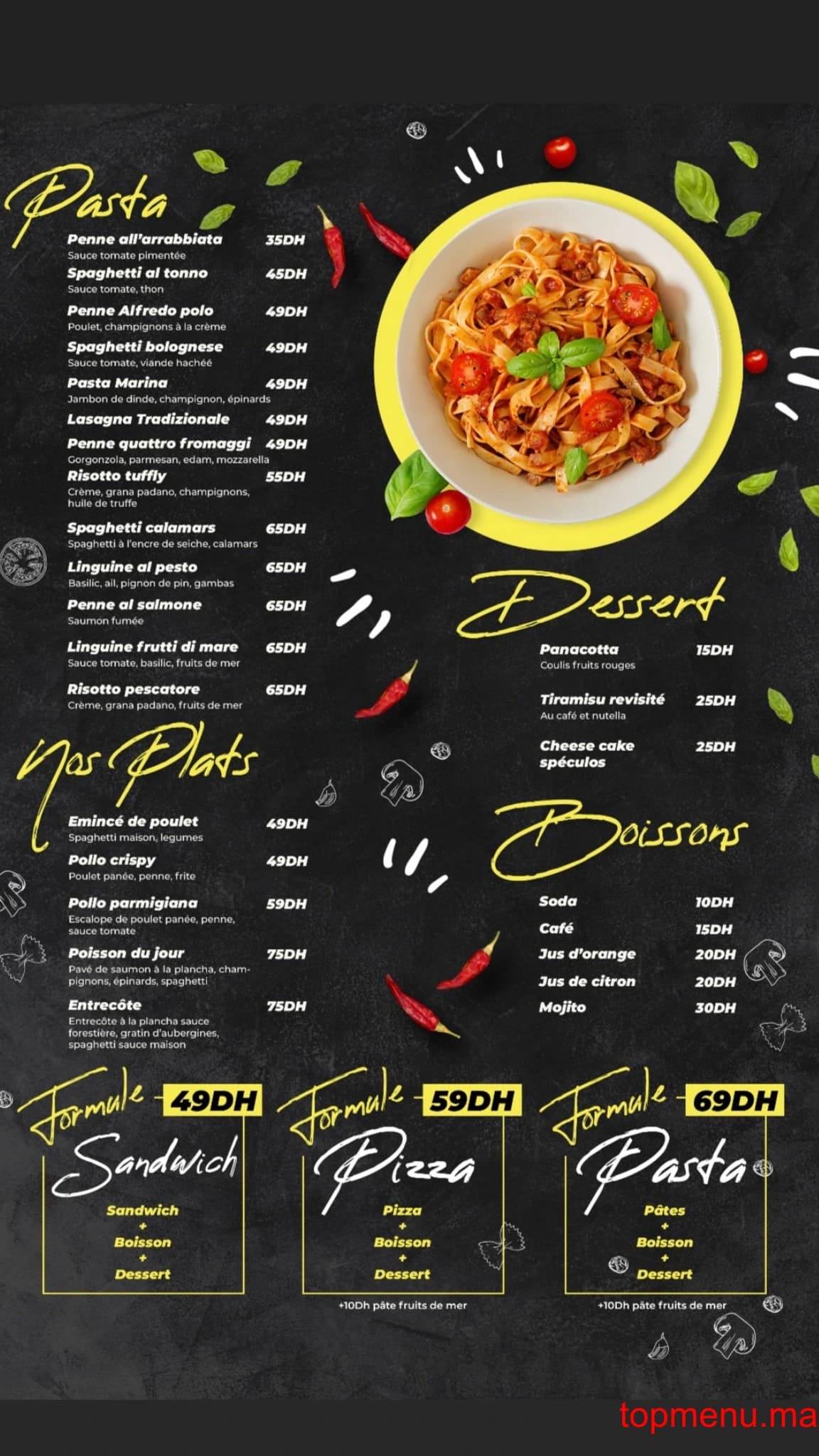 Restaurant Pasta Marina menu page 1 Pasta Marina menu page 1