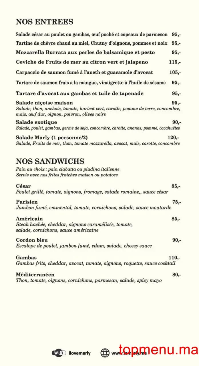 Restaurant Le Marly menu page 5 Le Marly menu page 5