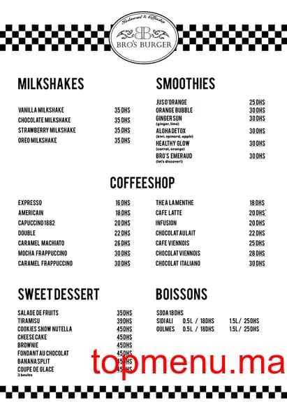 Restaurant Bro’s Burger Dinner Anfa menu page 1 Bro’s Burger Dinner Anfa menu page 1