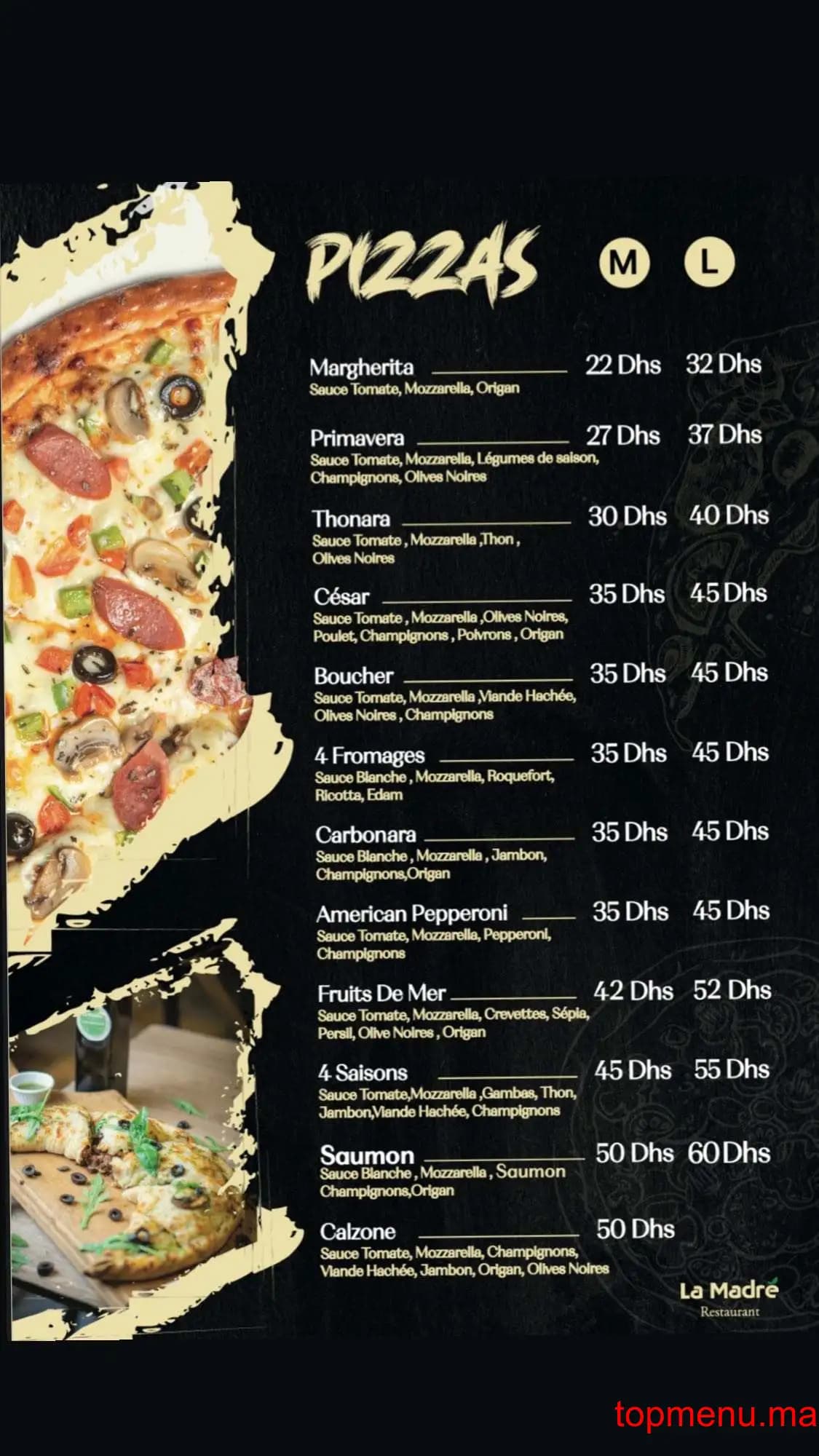 Restaurant La Madré menu page 6 La Madré menu page 6