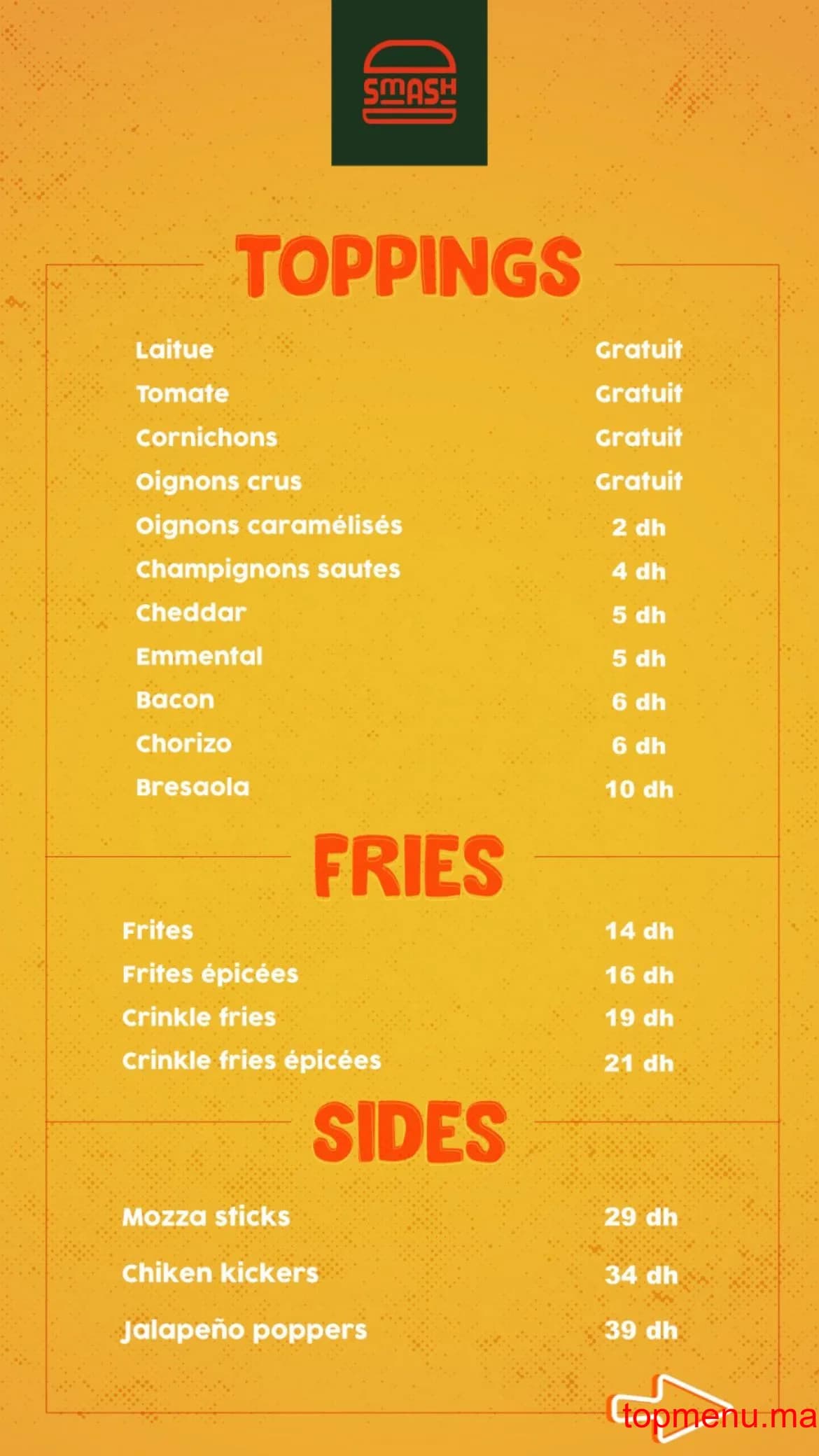 Restaurant Smash Burger menu page 2 Smash Burger menu page 2