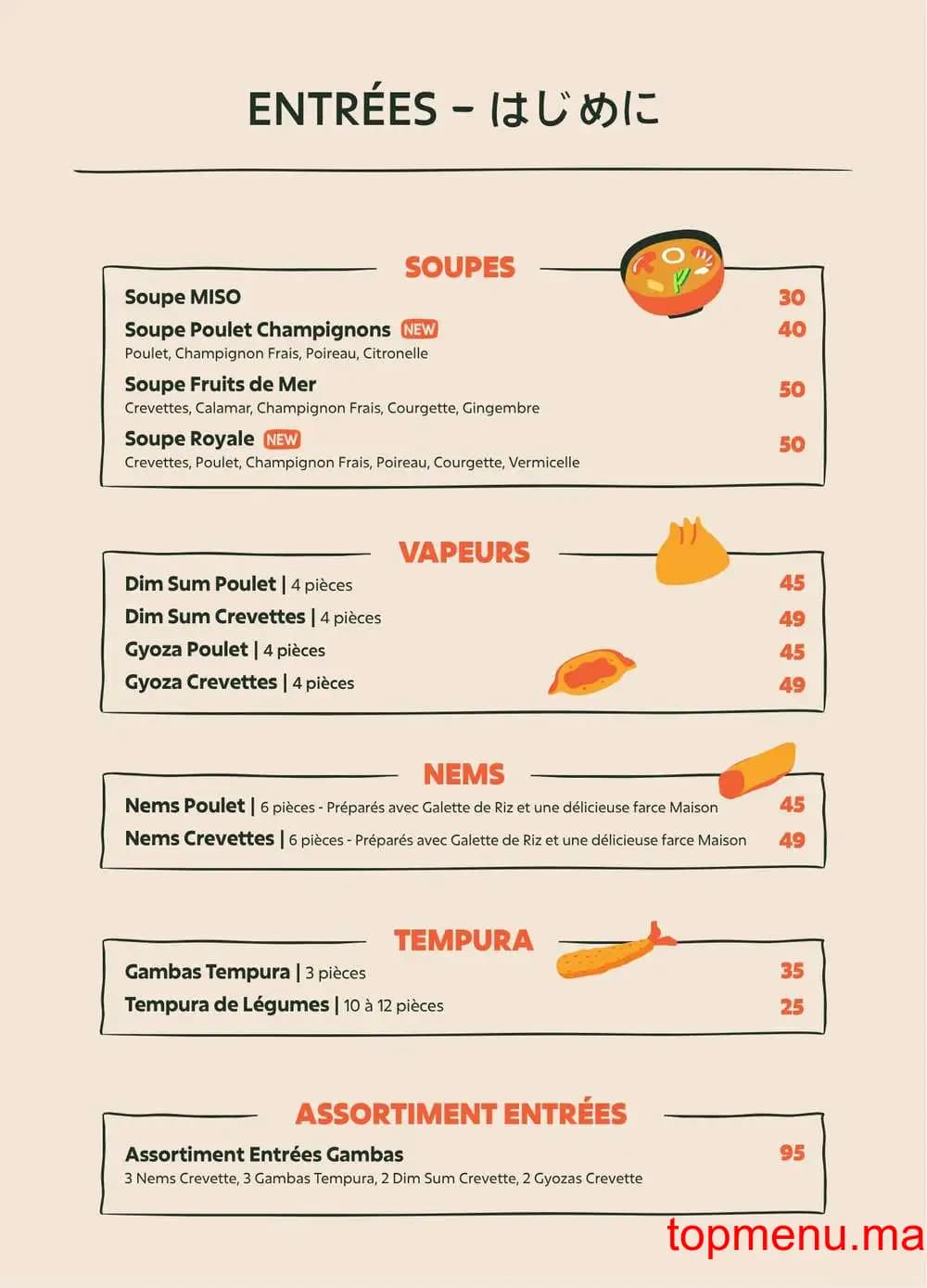 Restaurant Sushi Hiro menu page 2 Sushi Hiro menu page 2