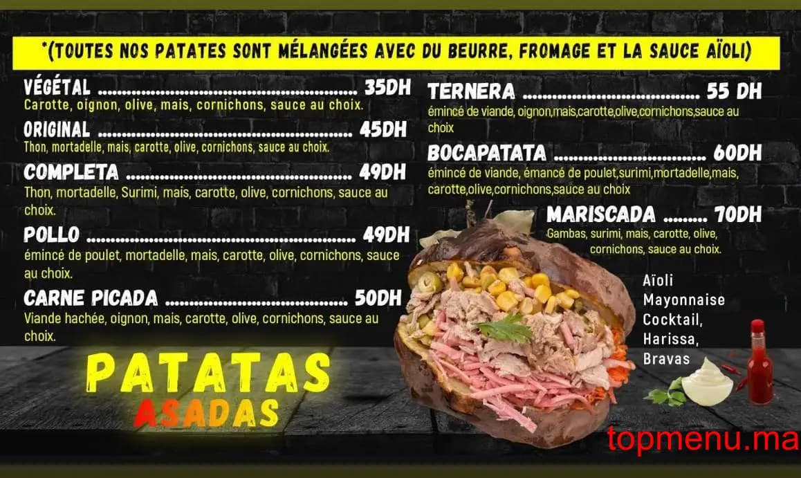 Restaurant BOCAPATATA menu page 1 BOCAPATATA menu page 1