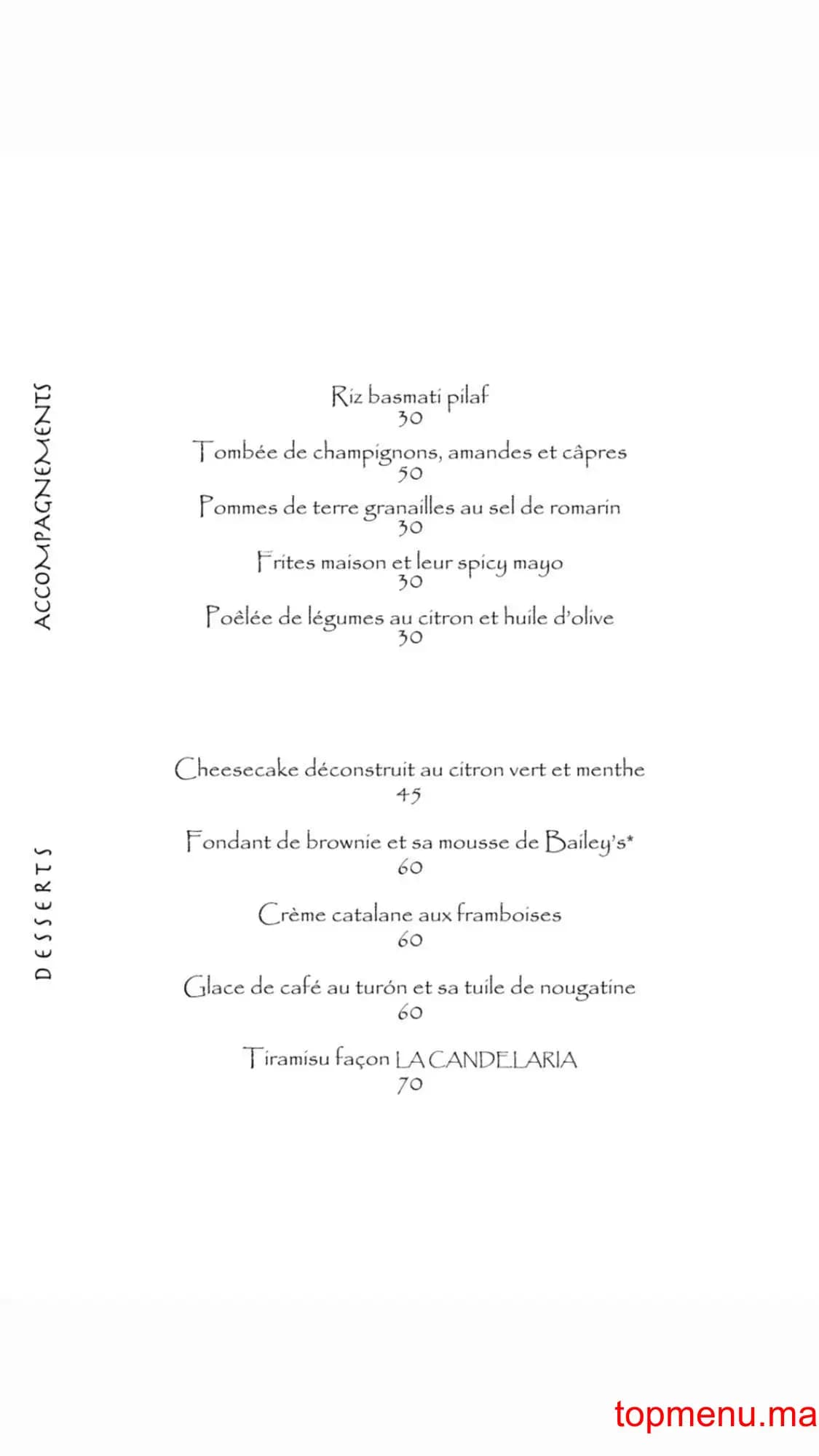 Restaurant La Candelaria menu page 5 La Candelaria menu page 5