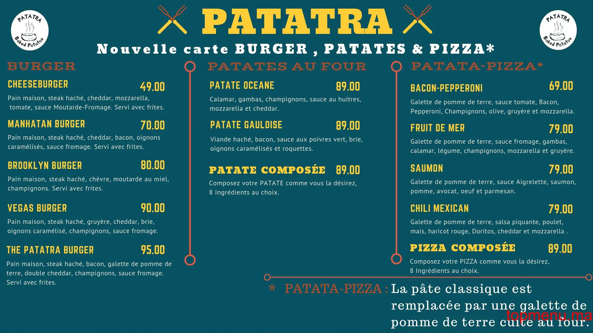Restaurant Patatra menu page 1 Patatra menu page 1