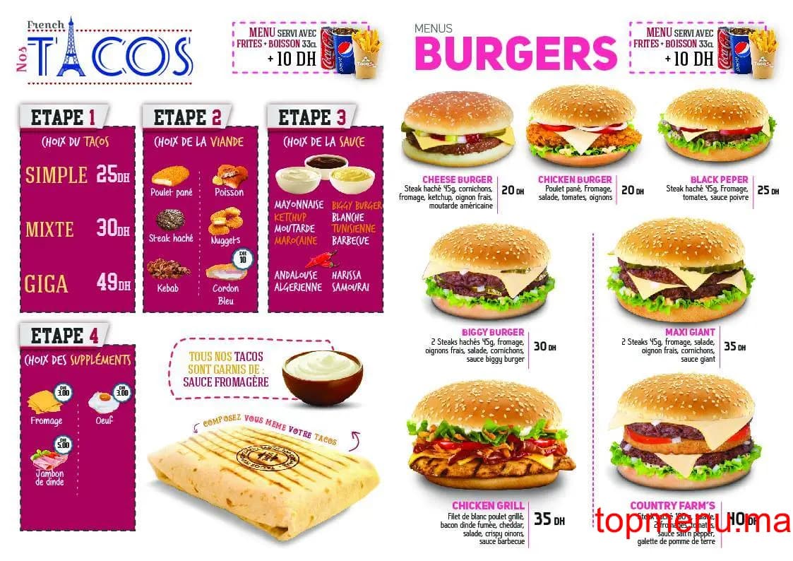 Restaurant TacosTop Grill menu page 2 TacosTop Grill menu page 2