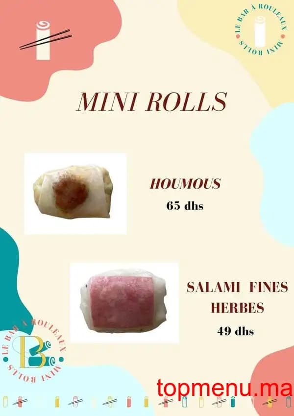 Restaurant Le Bar à Rouleaux menu page 2 Le Bar à Rouleaux menu page 2